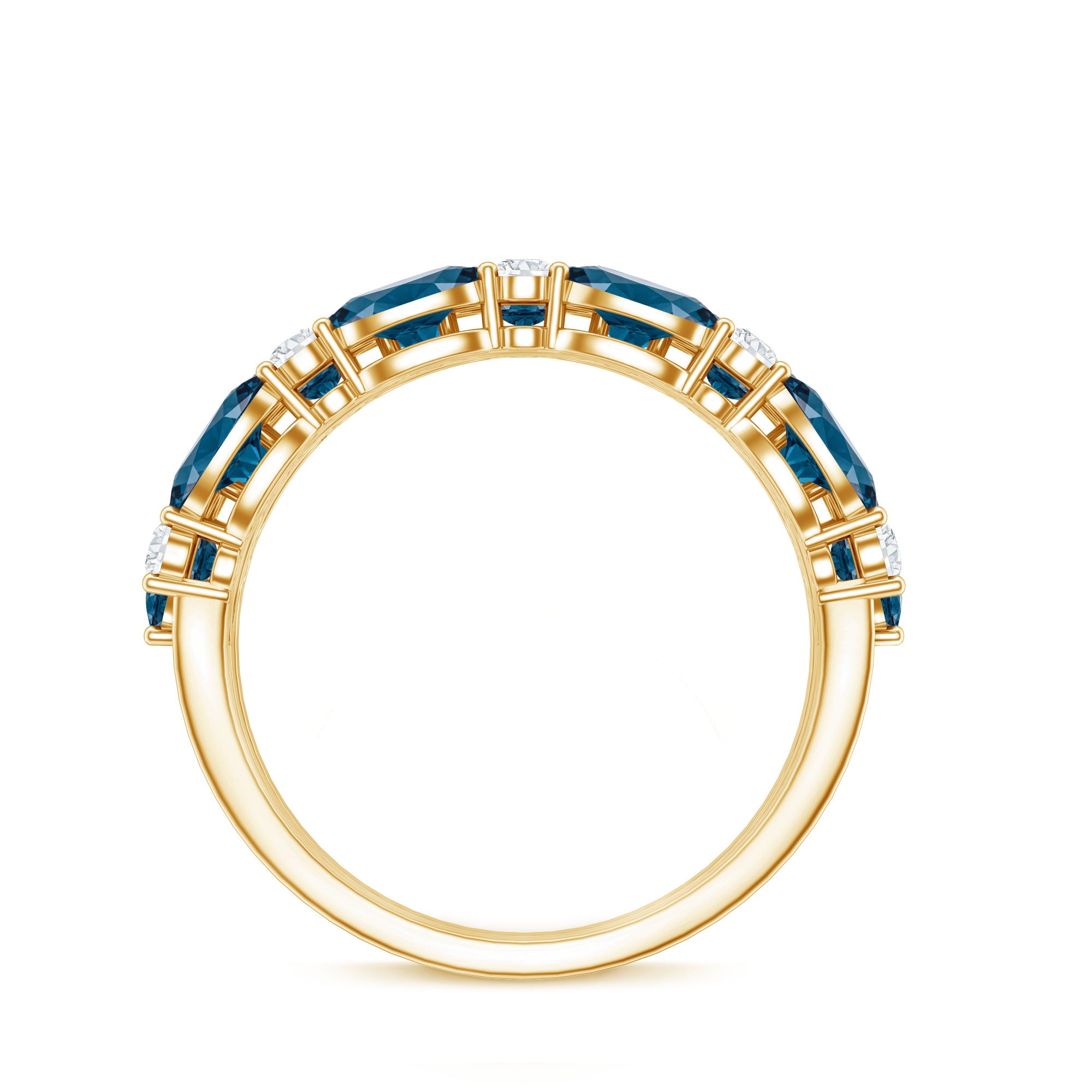 Natural London Blue Topaz and Diamond Statement Ring AAA - Rosec Jewels