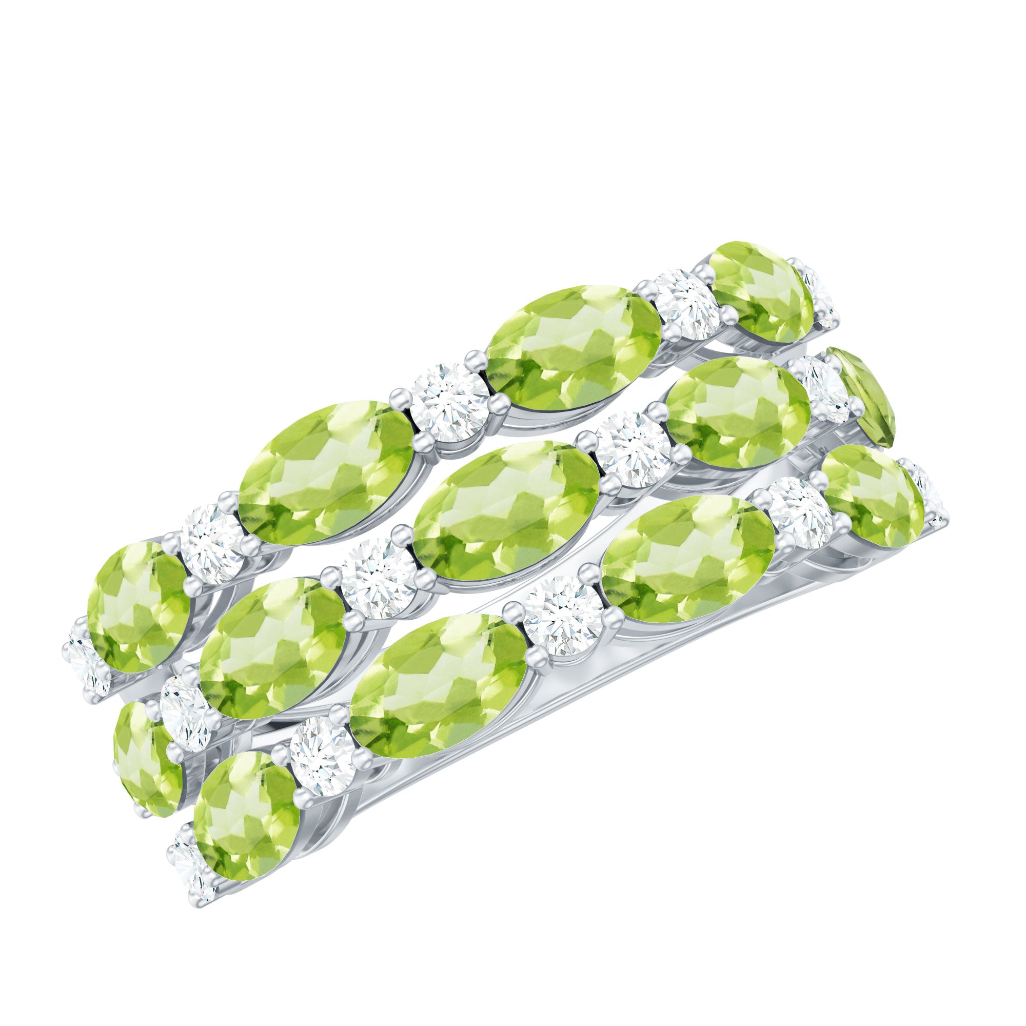 Certified Peridot Moissanite Cocktail Ring for Women