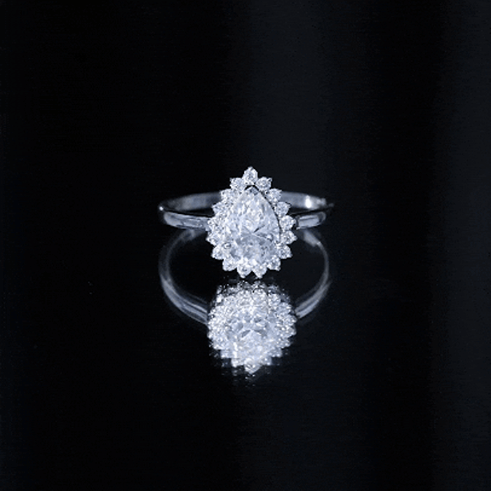 Certified Pear Cut Engagement Ring With Moissanite D-VS1 - Rosec Jewels