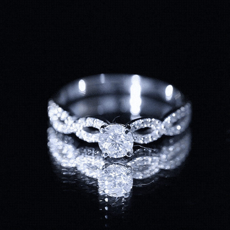 1 CT Round Shape Moissanite Crossover Infinity Ring D-VS1 - Rosec Jewels