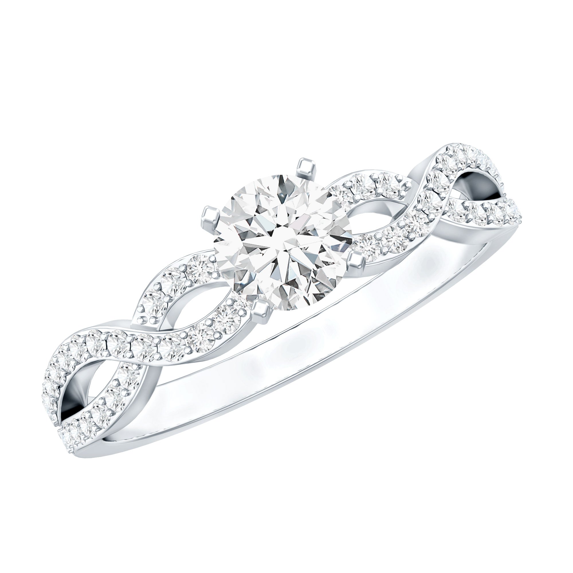 1 CT Round Shape Moissanite Crossover Infinity Ring D-VS1 - Rosec Jewels