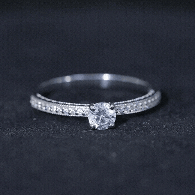 5 MM Moissanite Solitaire Engagement Ring with Milgrain D-VS1 - Rosec Jewels