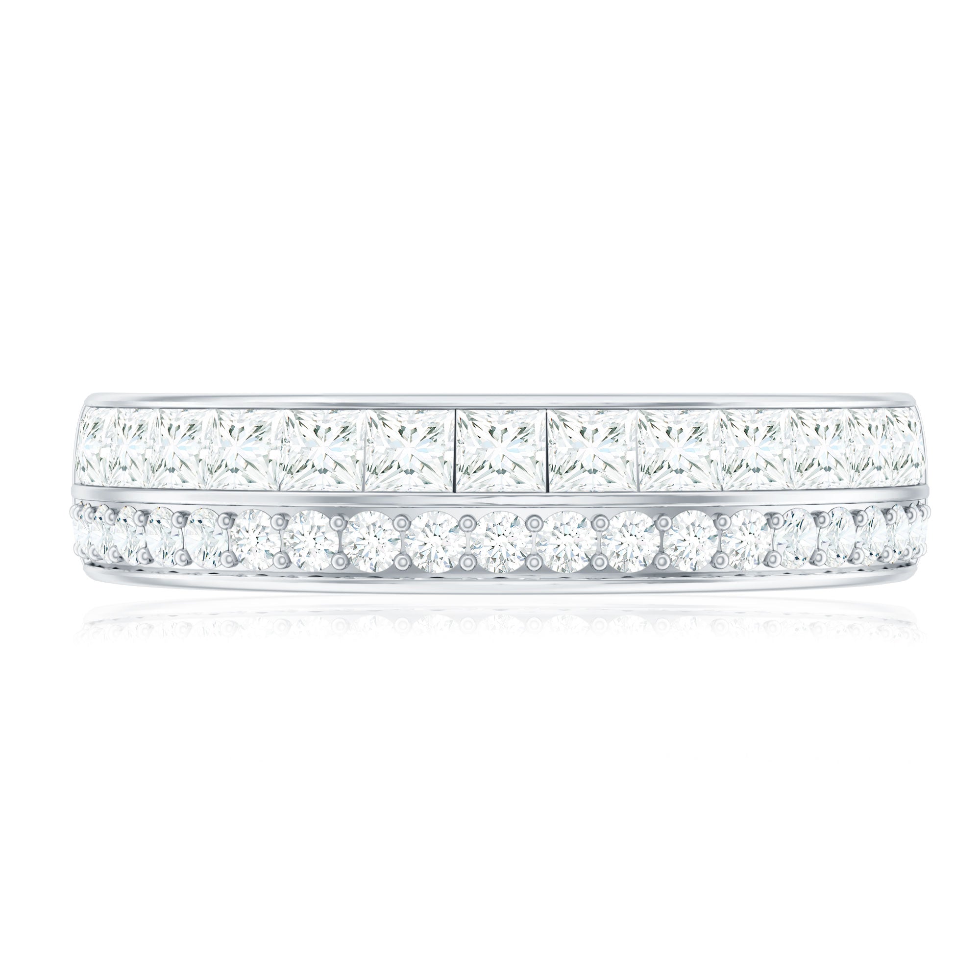 Certified Real Diamond Half Eternity Wedding Band Natural - ( HI-SI ) - Rosec Jewels