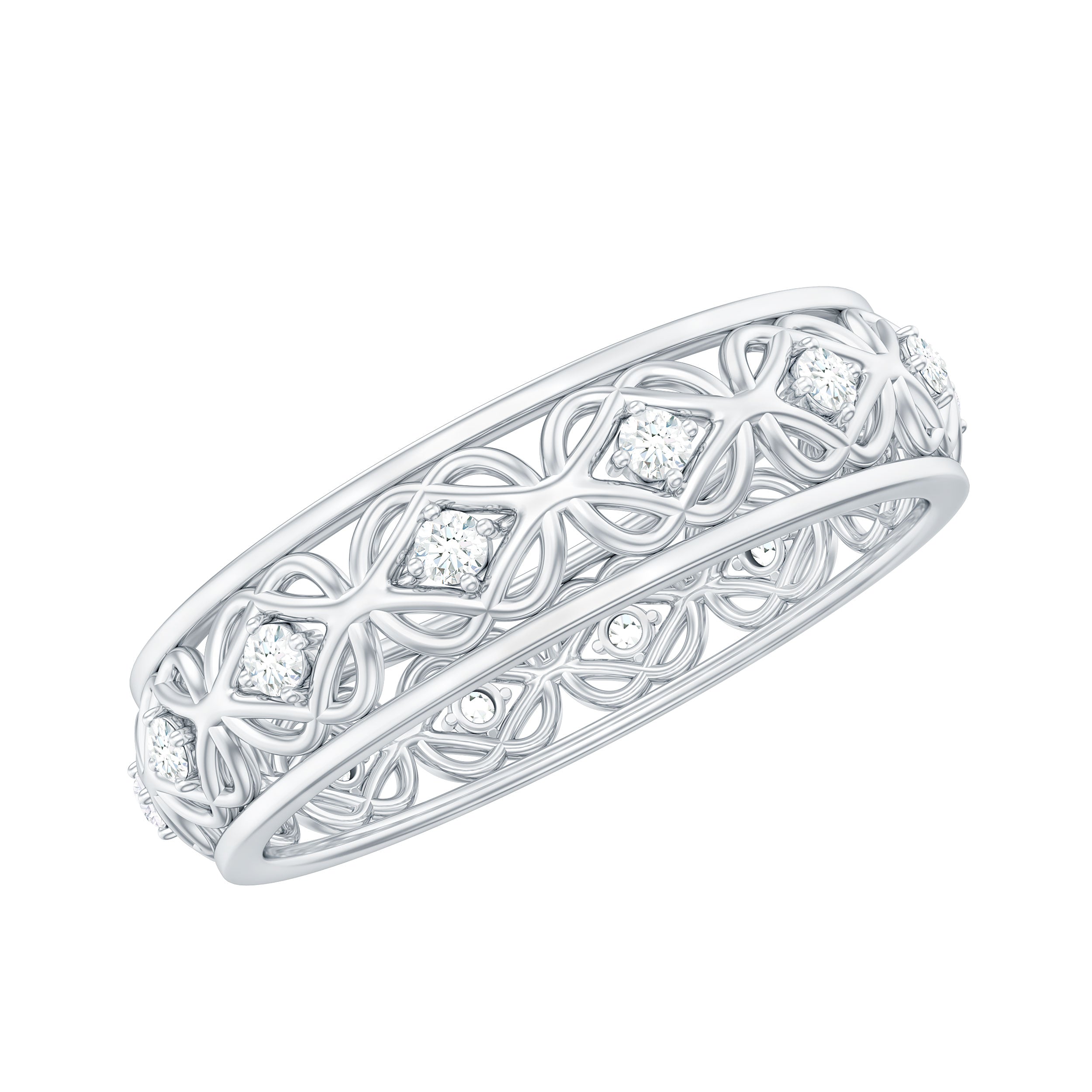 Moissanite Celtic Knot Wedding Band Ring