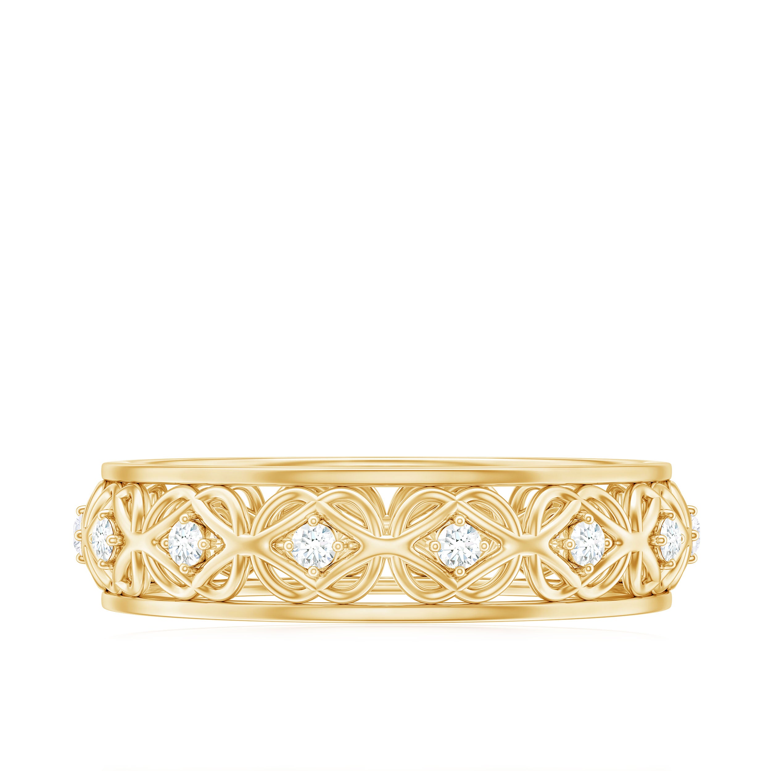 Rosec Jewels-Moissanite Celtic Knot Wedding Band Ring