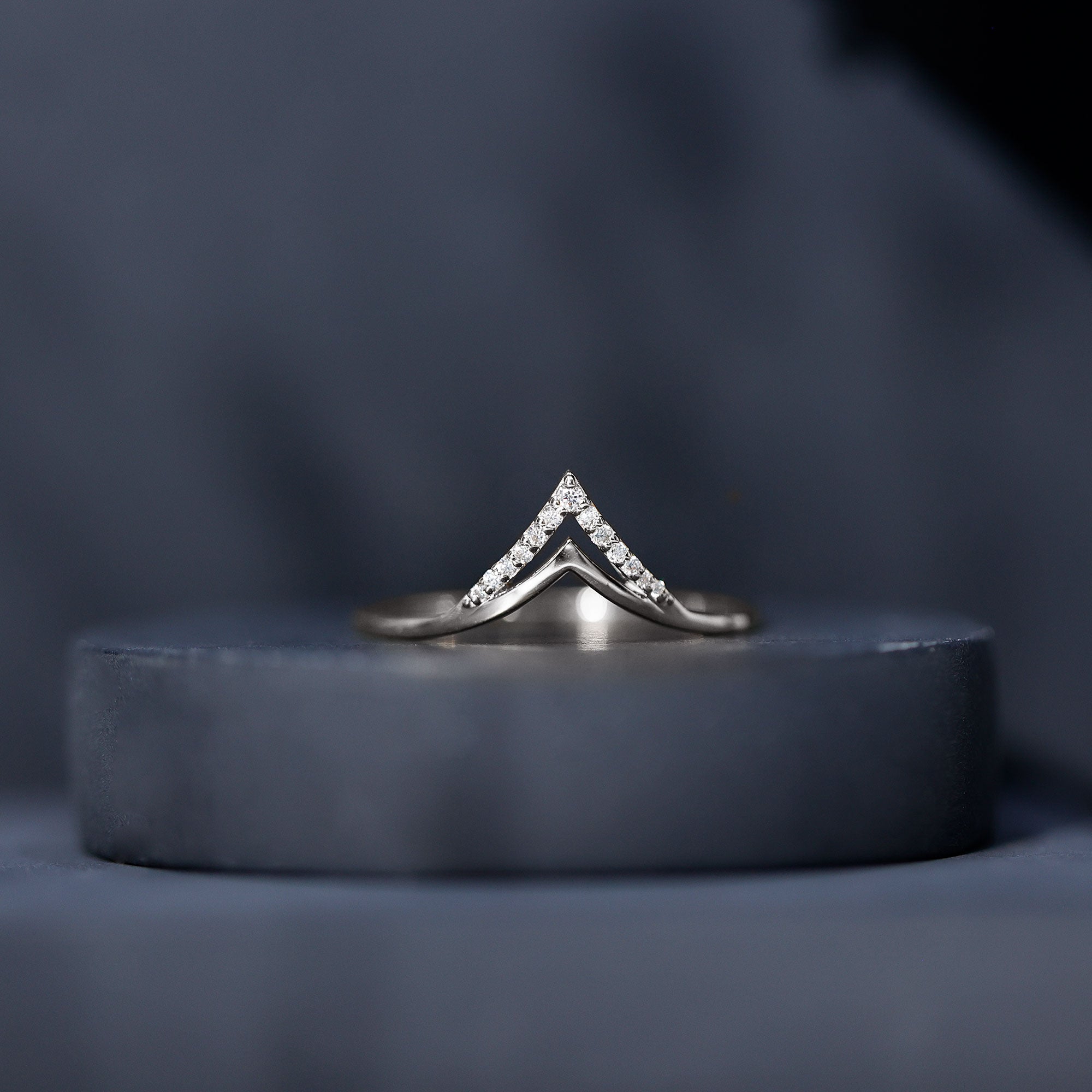 Certified Moissanite Chevron Enhancer Ring D-VS1 - Rosec Jewels