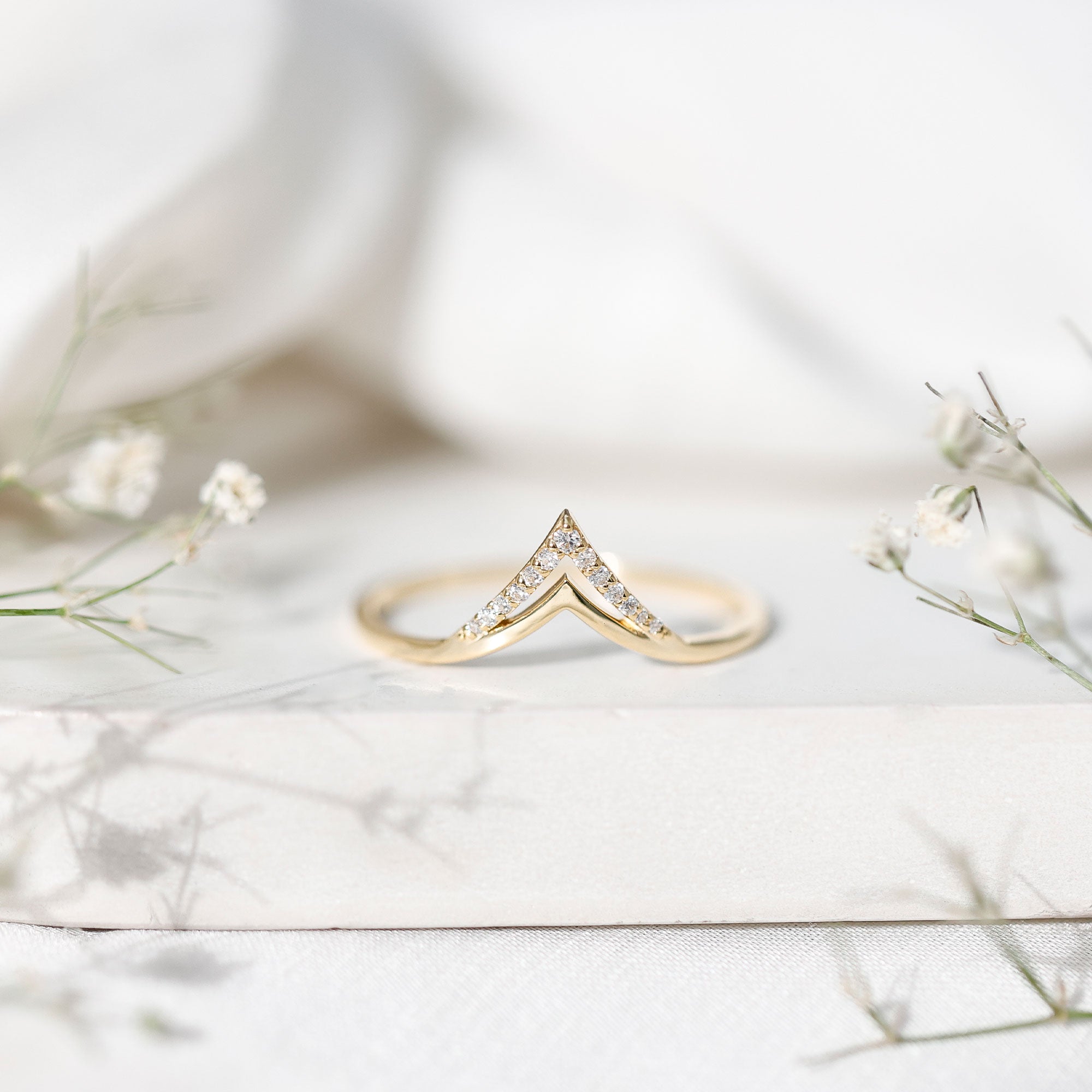 Certified Moissanite Chevron Enhancer Ring D-VS1 - Rosec Jewels