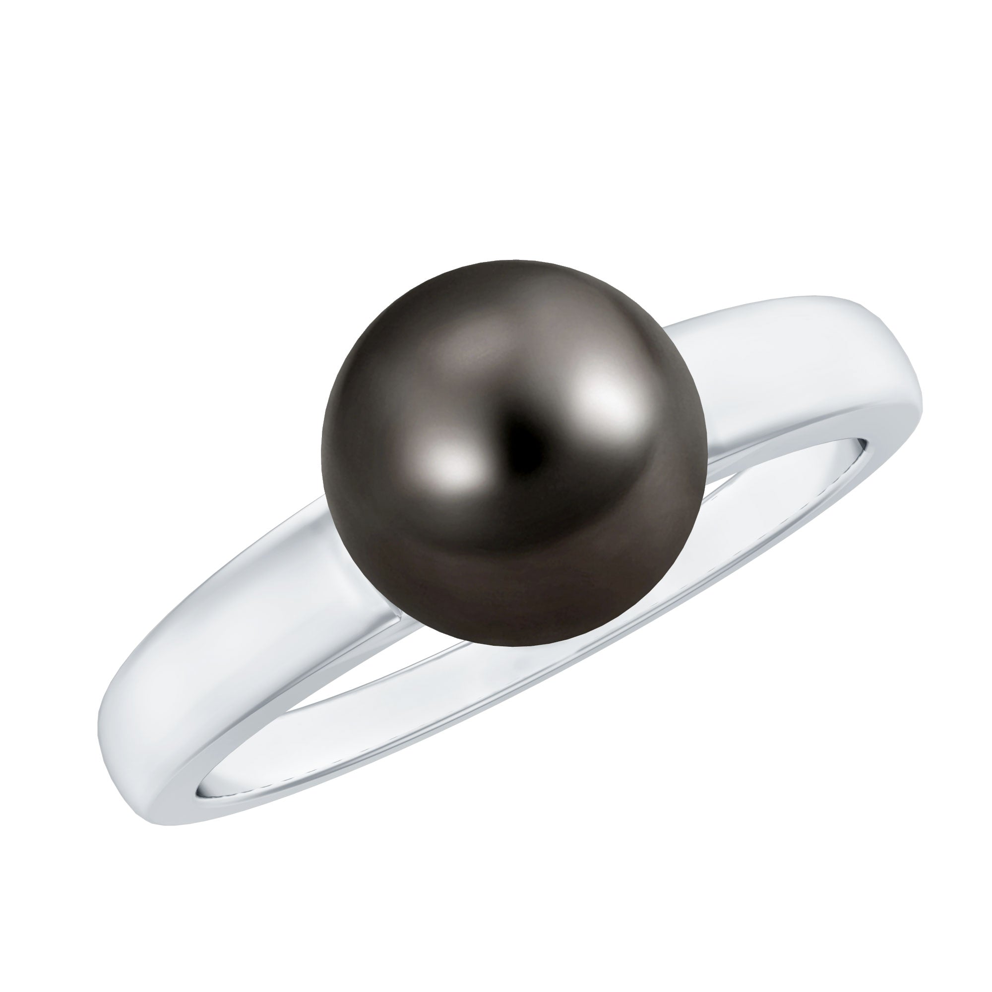 Handpicked Natural Black Pearl Solitaire Engagement Ring With Certificate