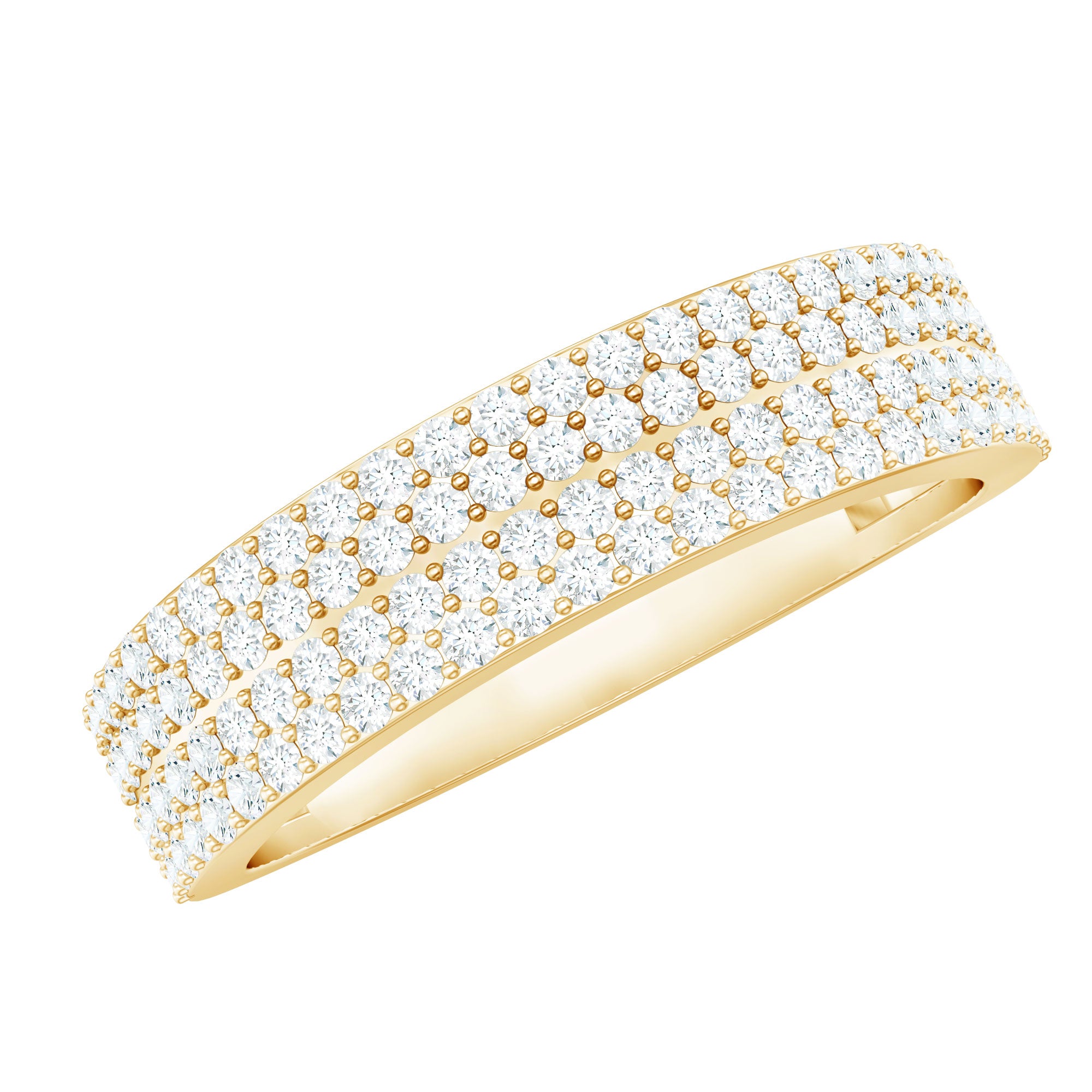 Thick Moissanite Half Eternity Wedding Band D-VS1 - Rosec Jewels
