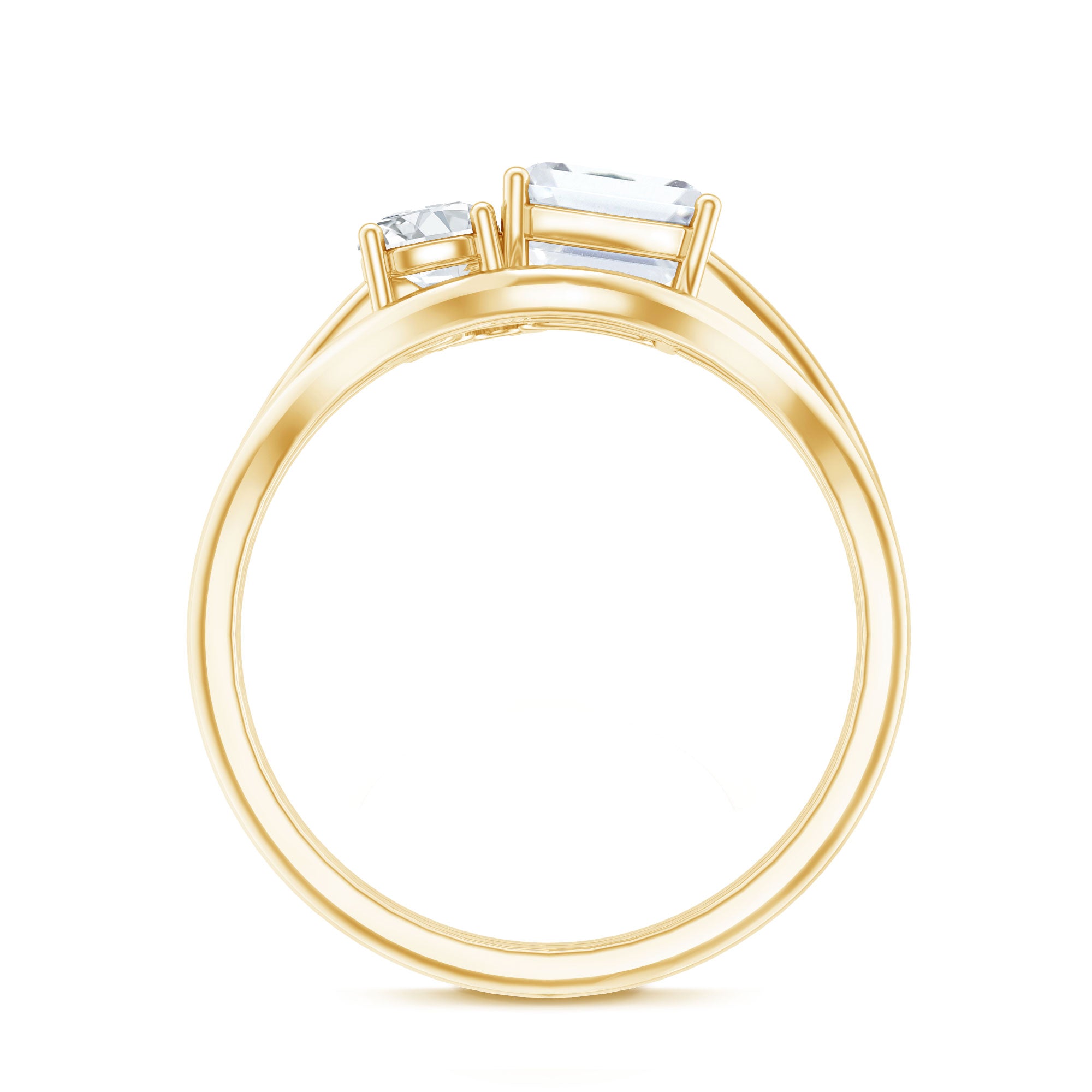 Emerald Cut Moissanite Engagement Ring with Enhancer D-VS1 - Rosec Jewels