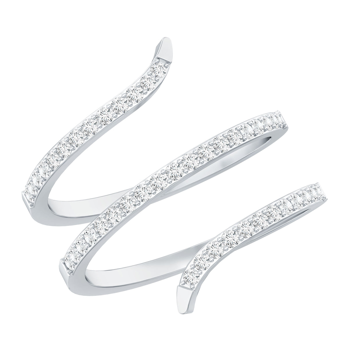 Certified Diamond Spiral Ring For Women Natural - ( HI-SI ) - Rosec Jewels
