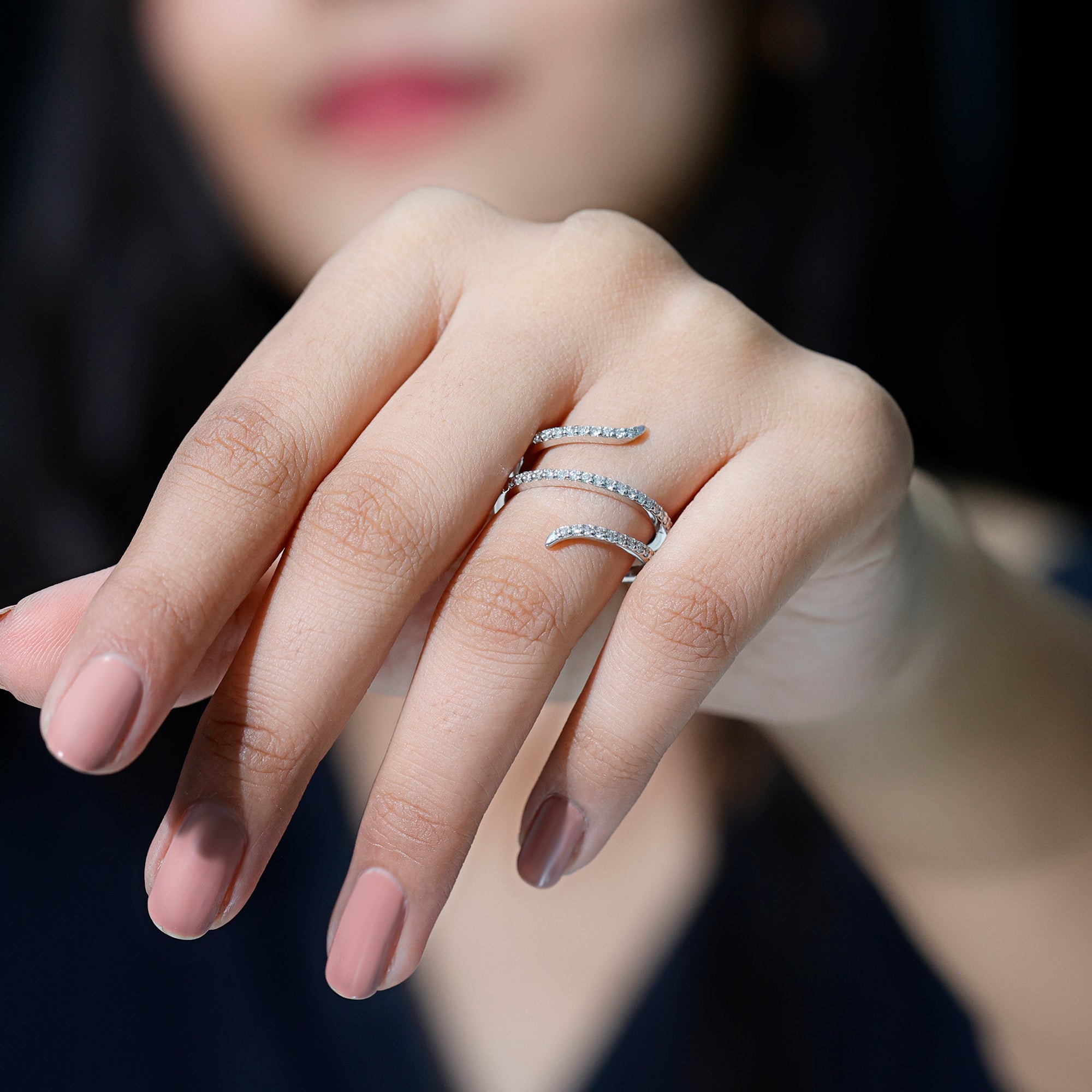 Certified Diamond Spiral Ring For Women Natural - ( HI-SI ) - Rosec Jewels