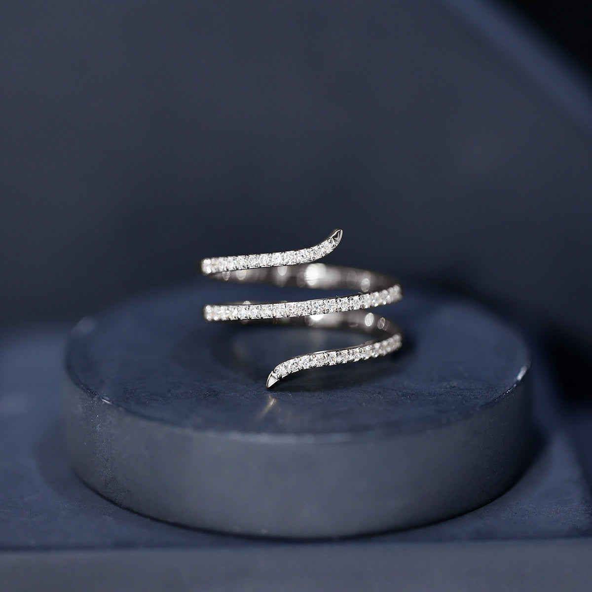 Certified Diamond Spiral Ring For Women Natural - ( HI-SI ) - Rosec Jewels