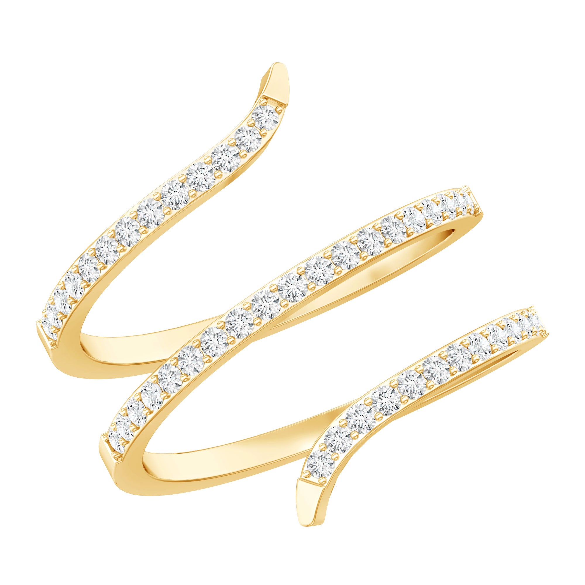 Certified Diamond Spiral Ring For Women Natural - ( HI-SI ) - Rosec Jewels