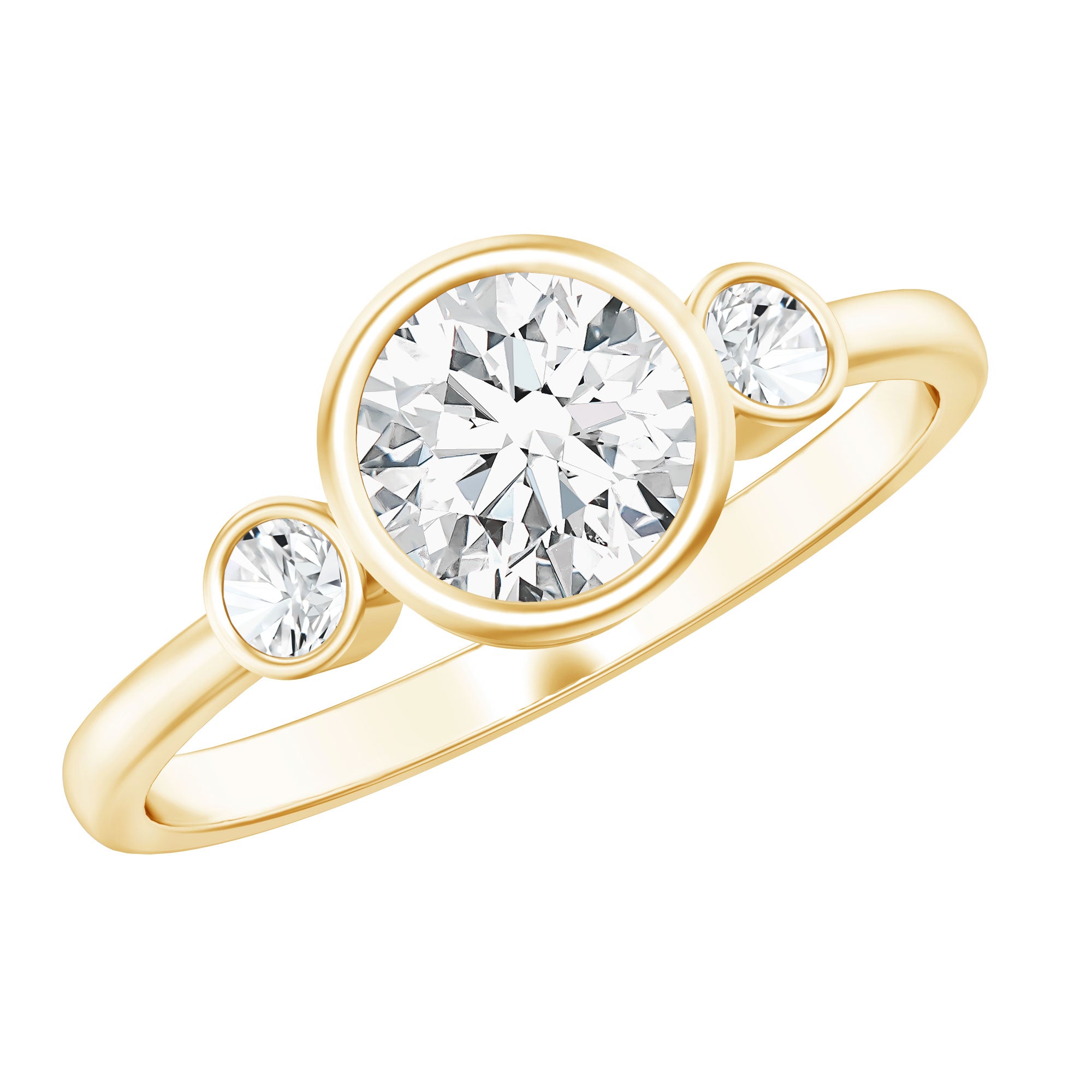 Bezel Set Moissanite Solitaire Engagement Ring D-VS1 - Rosec Jewels