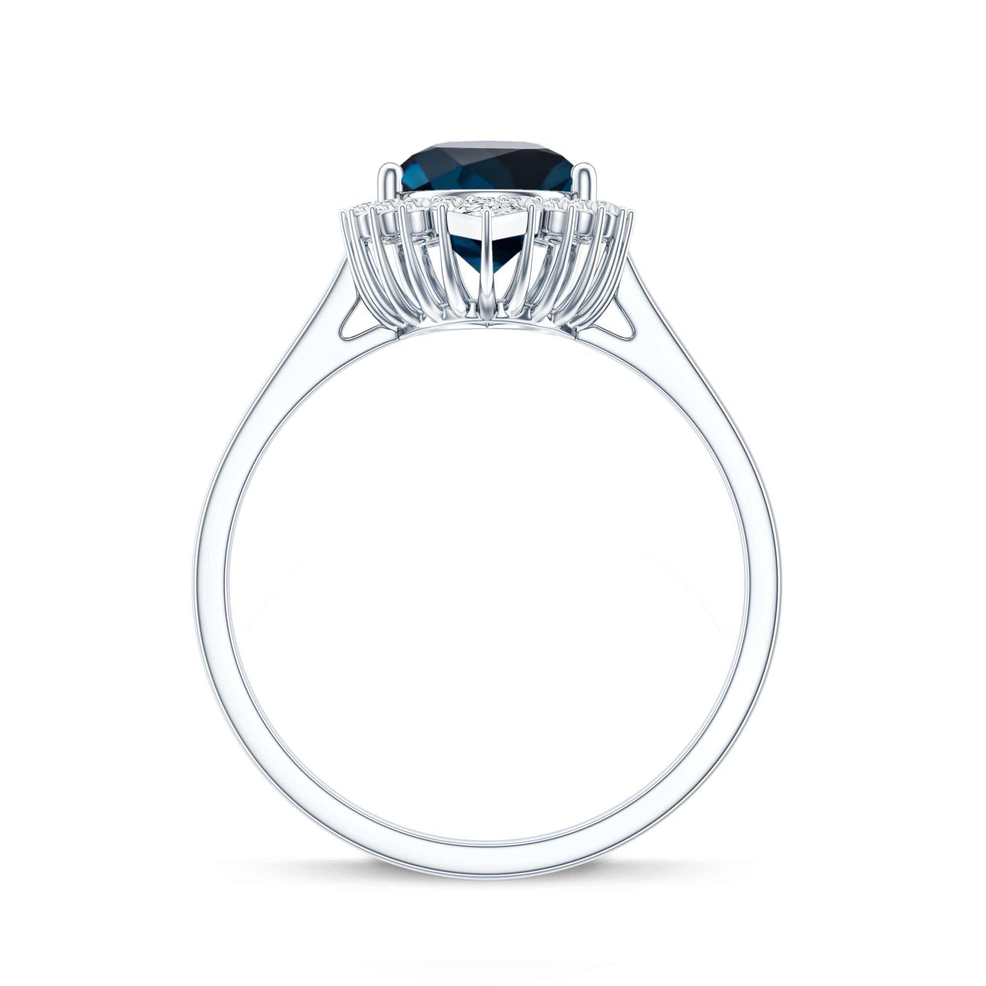 Pear Shaped London Blue Topaz and Diamond Statement Engagement Ring AAA - Rosec Jewels
