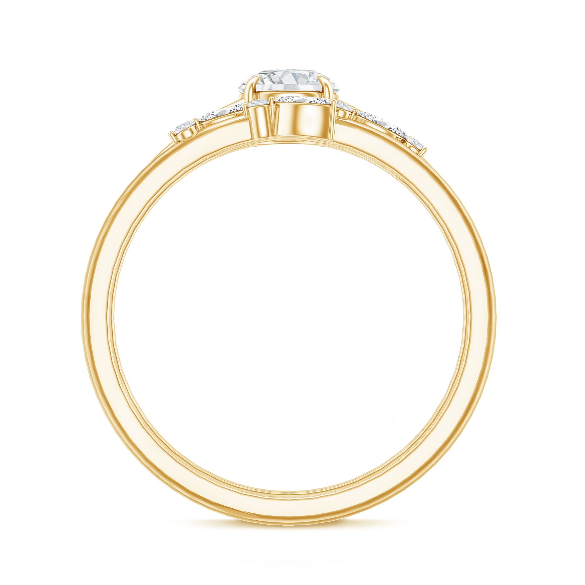 Certified Round Moissanite Modern Wedding Ring Set D-VS1 - Rosec Jewels