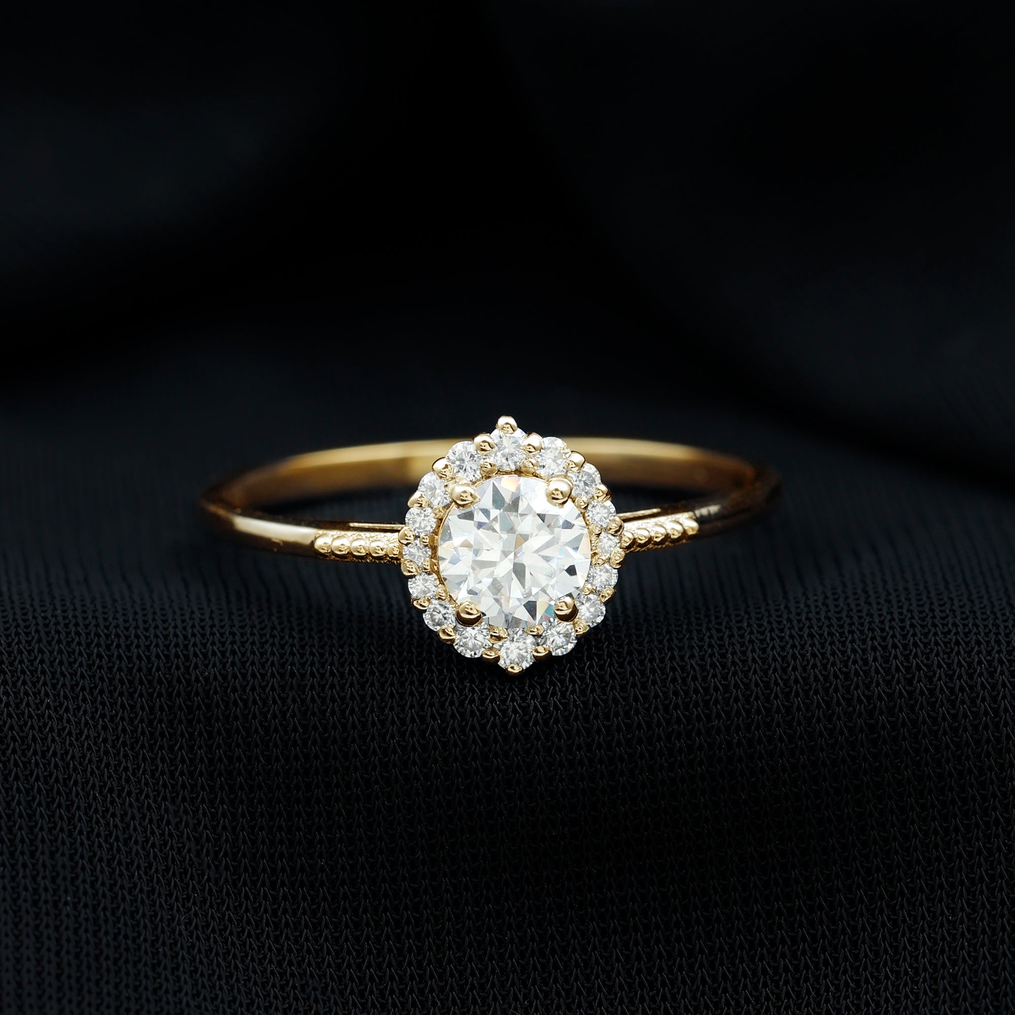 Certified Moissanite Halo Engagement Ring for Women D-VS1 - Rosec Jewels