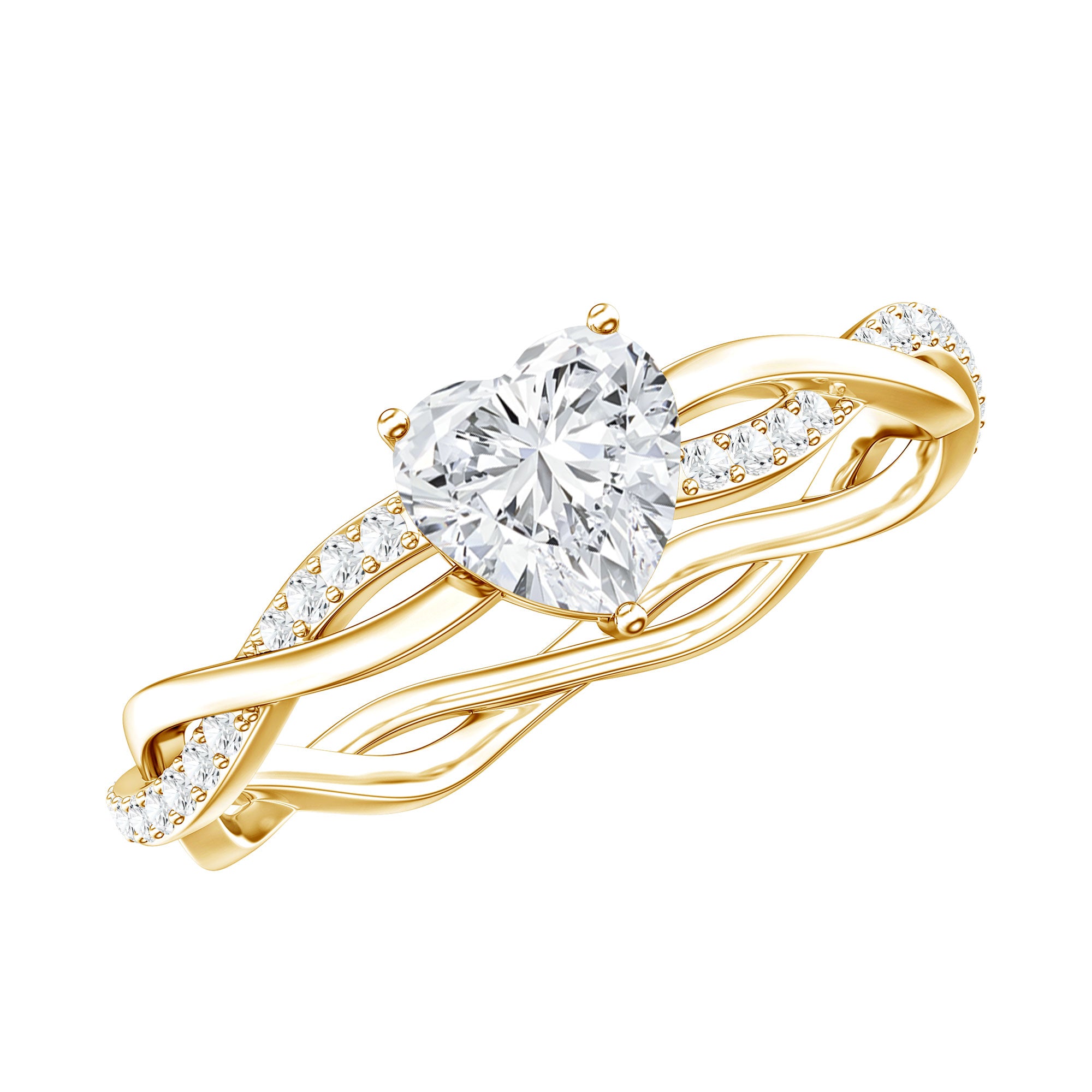 Heart Shape Moissanite Solitaire Promise Ring D-VS1 - Rosec Jewels