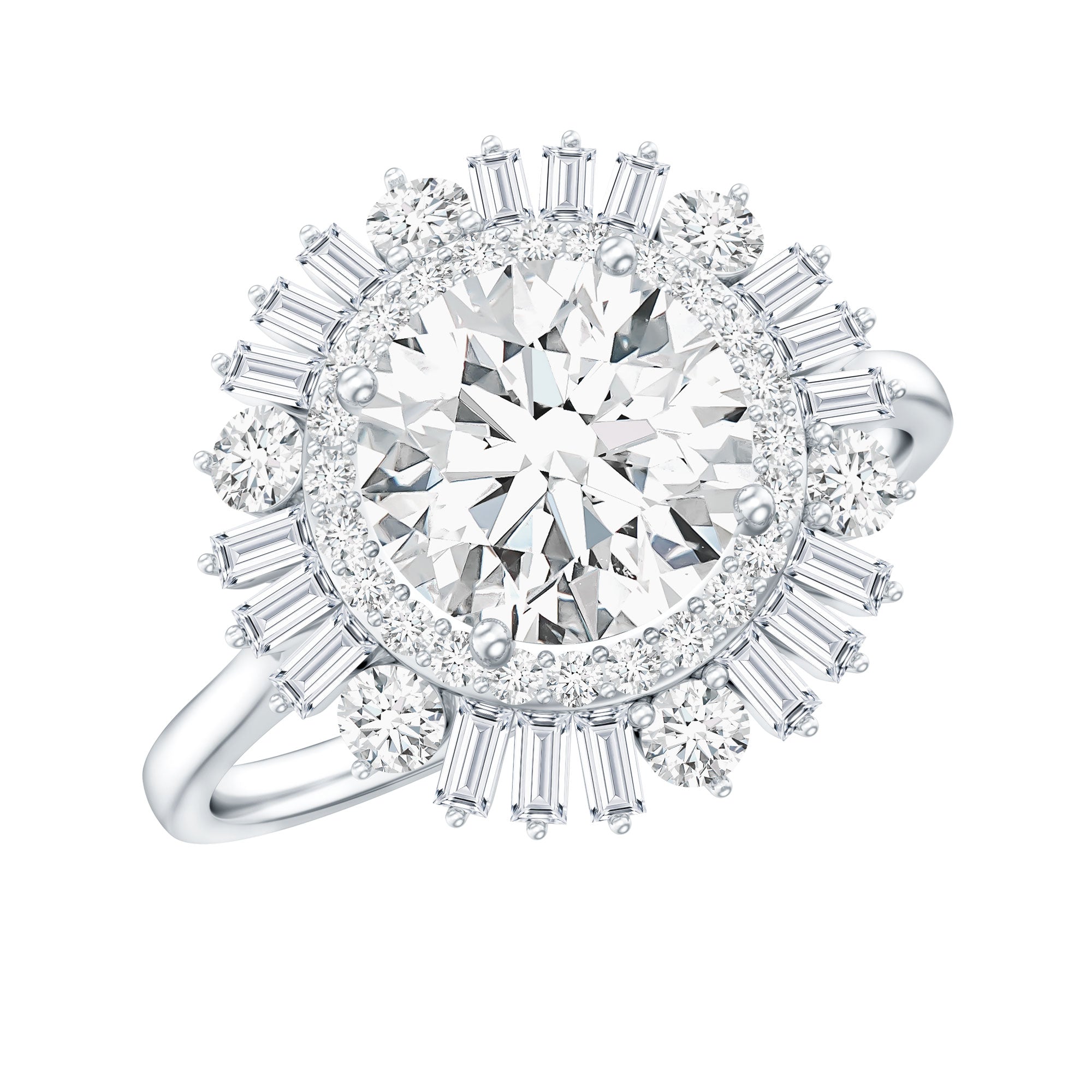 Certified Moissanite Double Halo Engagement Ring for Women