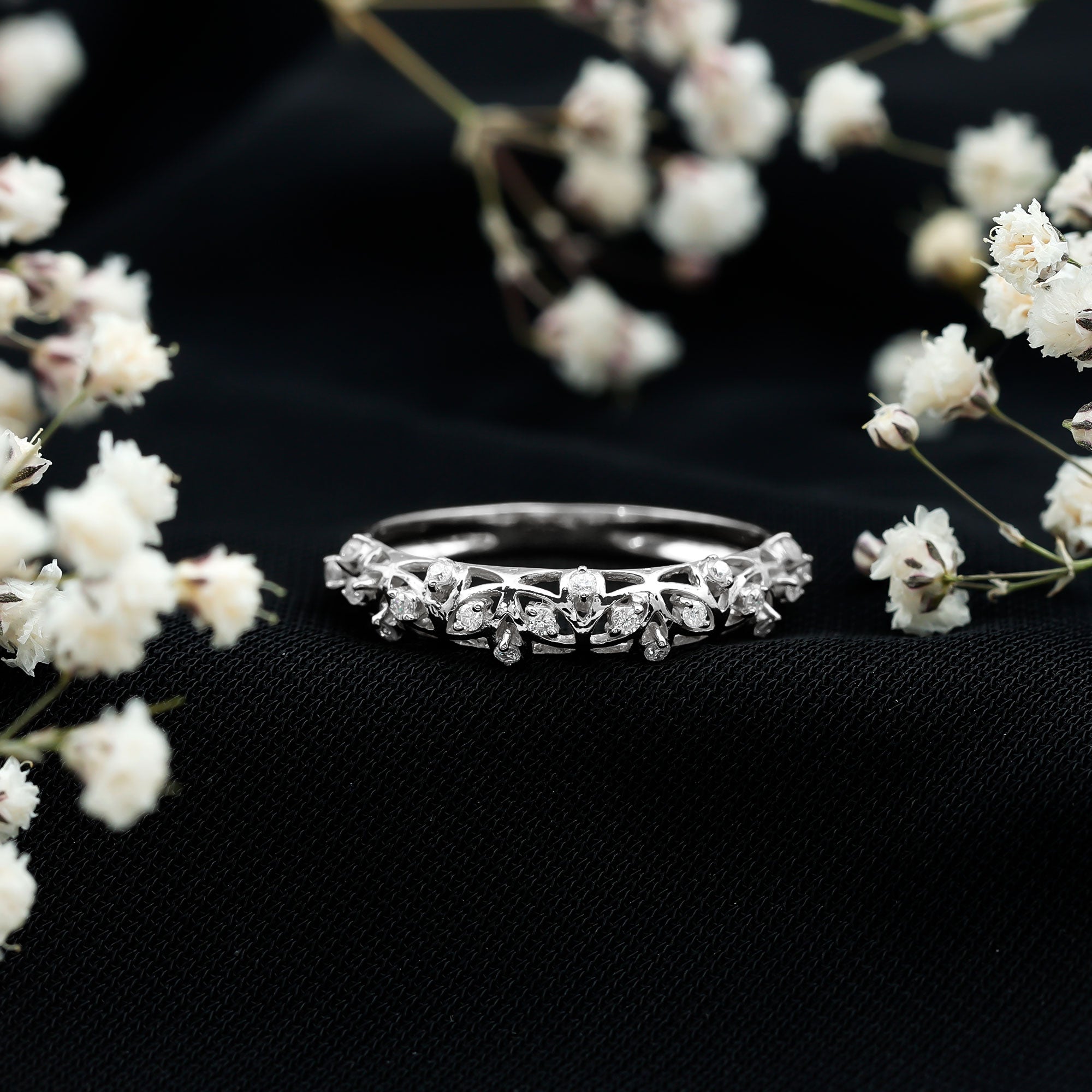 Womens Moissanite Filigree Eternity Band Ring D-VS1 - Rosec Jewels