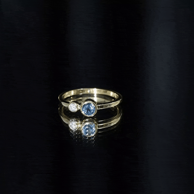 Rosec Jewels-Round London Blue Topaz and Lab Diamond Two Stone Promise Ring For Her