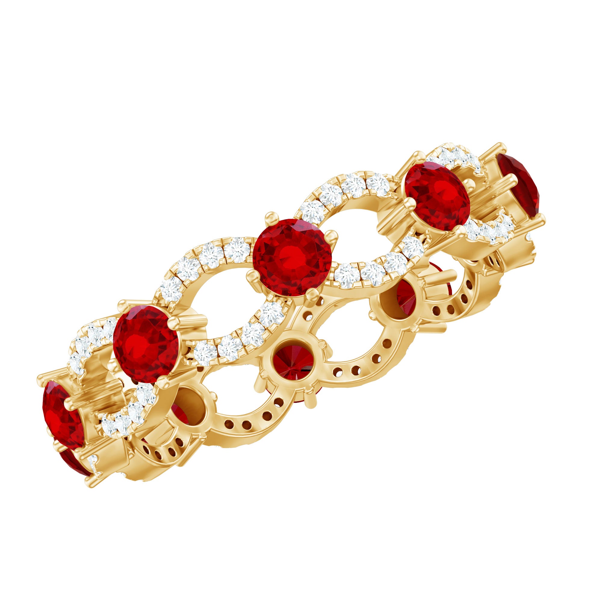1.75 CT Lab Created Ruby Full Eternity Ring with Diamond AAAA - Rosec Jewels