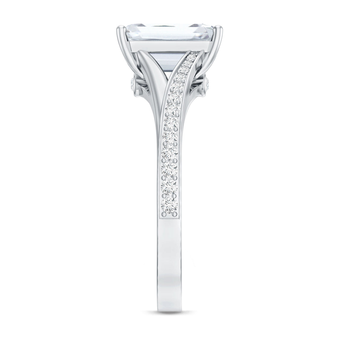 Rosec Jewels-IGI Certified 3 Carat Lab Grown Diamond Emerald Cut Engagement Ring in Split Shank