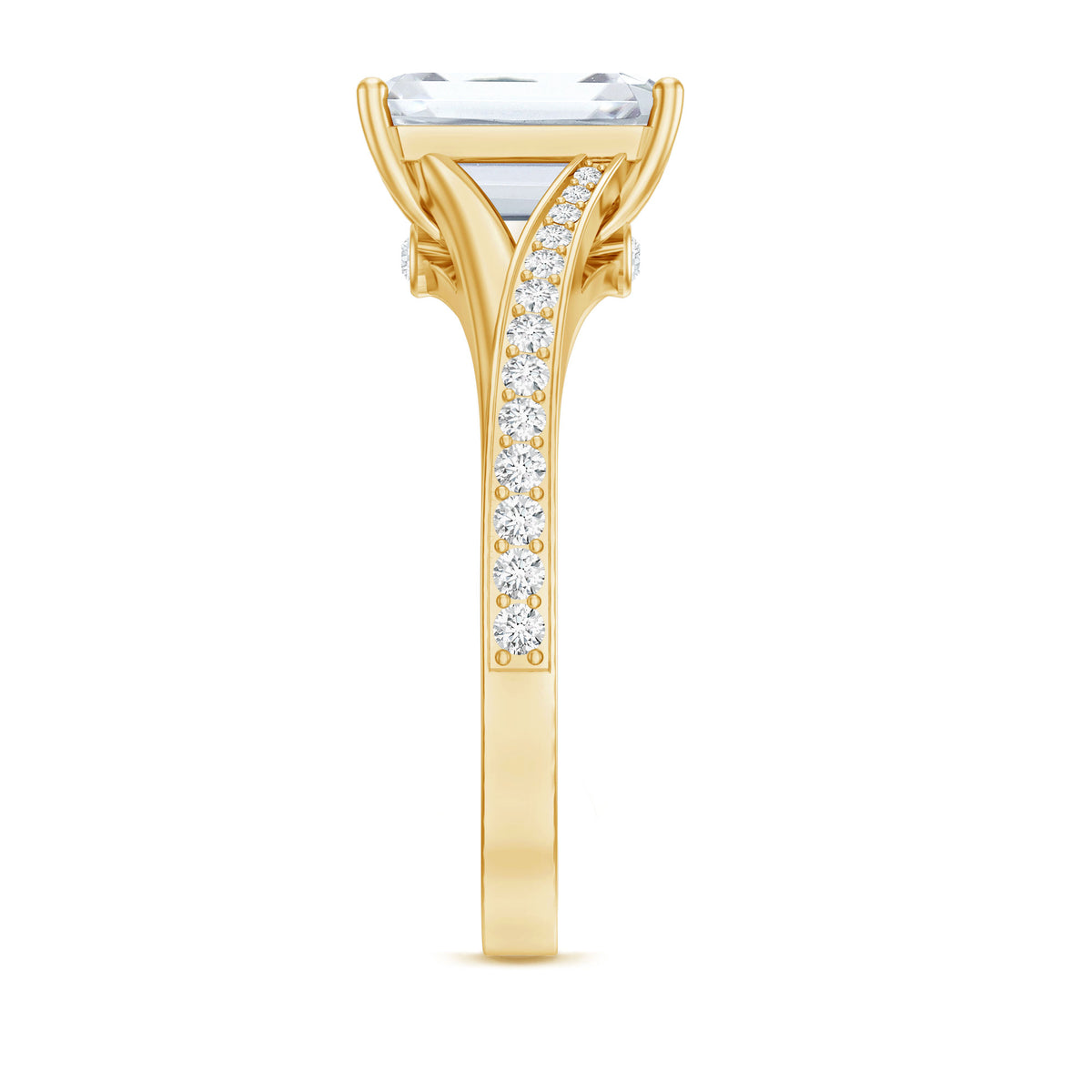 Rosec Jewels-IGI Certified 3 Carat Lab Grown Diamond Emerald Cut Engagement Ring in Split Shank