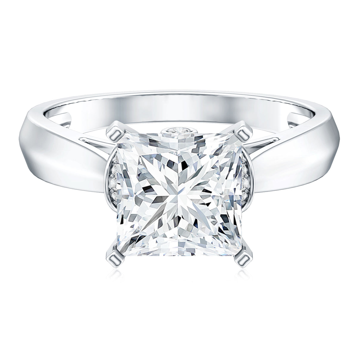 Rosec Jewels-4 Carat Princess Cut Lab Grown Diamond Solitaire Engagement Ring IGI Certified