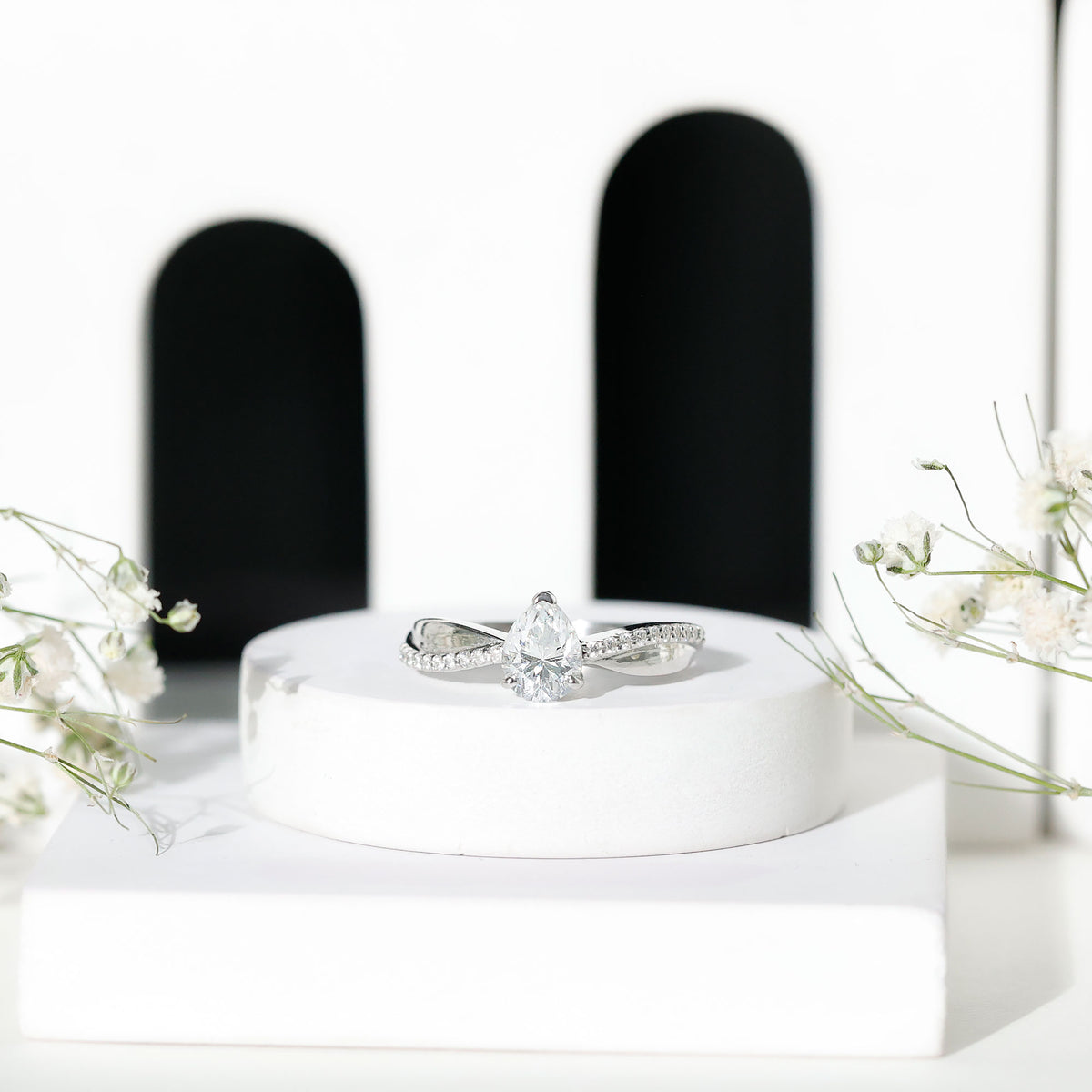 1 Carat Lab Grown Diamond Teardrop Engagement Ring with IGI Certificate Lab - ( E-VS1 ) - Rosec Jewels