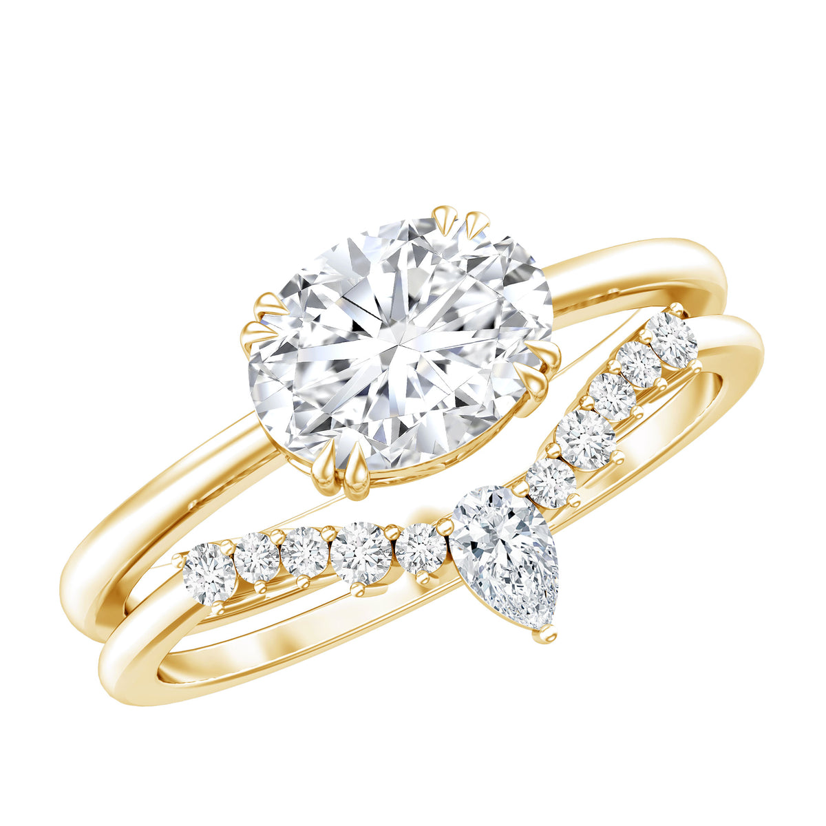 2 Carat IGI Authenticated Lab Grown Diamond Oval Wedding Ring Set Lab - ( E-VS1 ) - Rosec Jewels