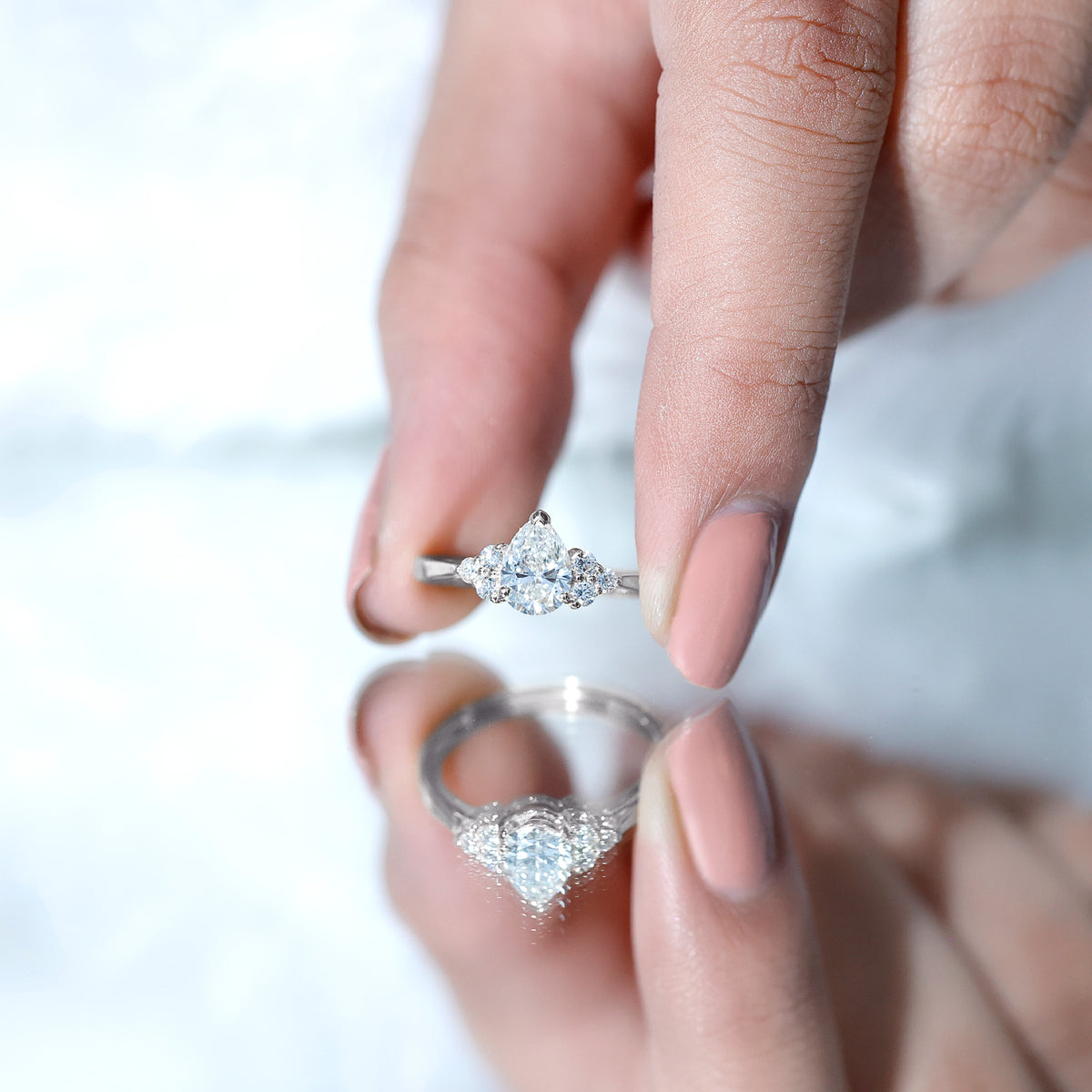 1 Carat Lab Grown Pear Diamond Engagement Ring IGI Certified Lab - ( E-VS1 ) - Rosec Jewels