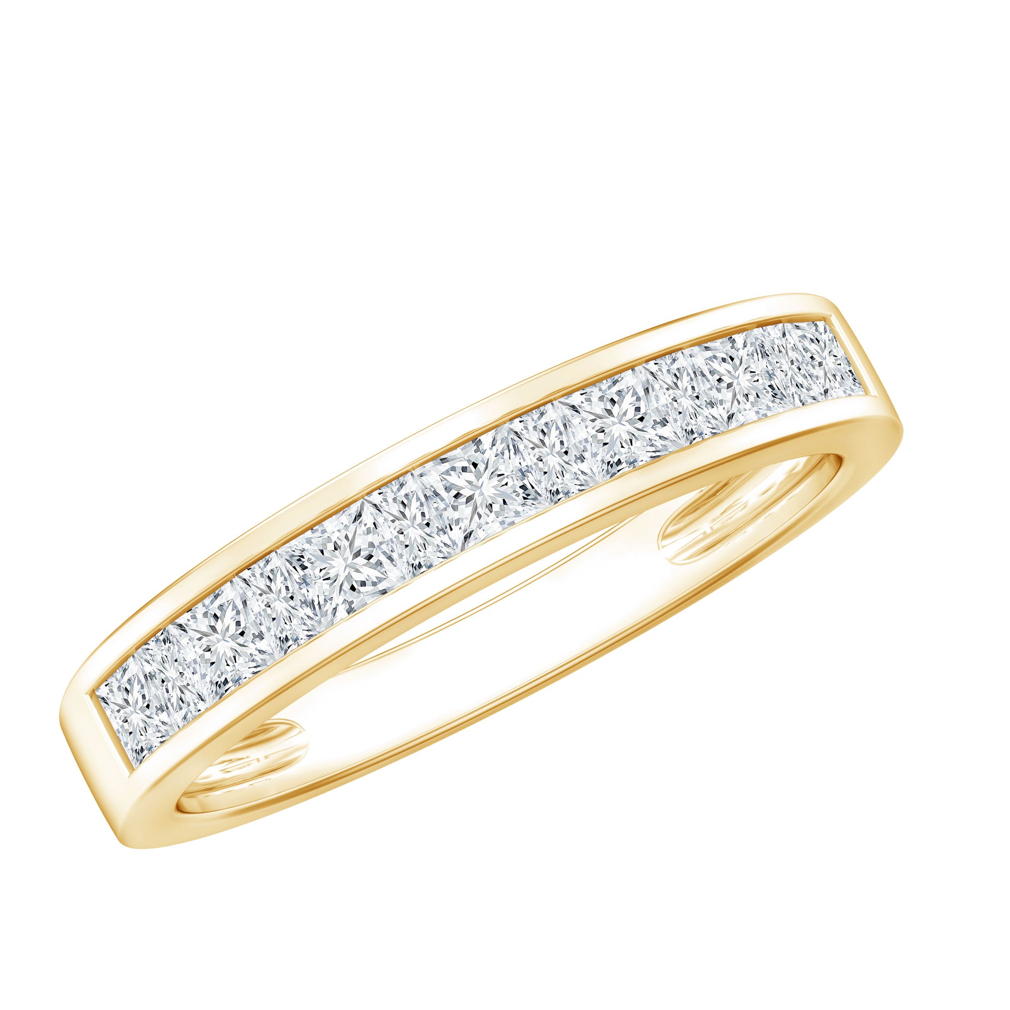 Channel Set Diamond Half Eternity Band Ring Natural - ( HI-SI ) - Rosec Jewels