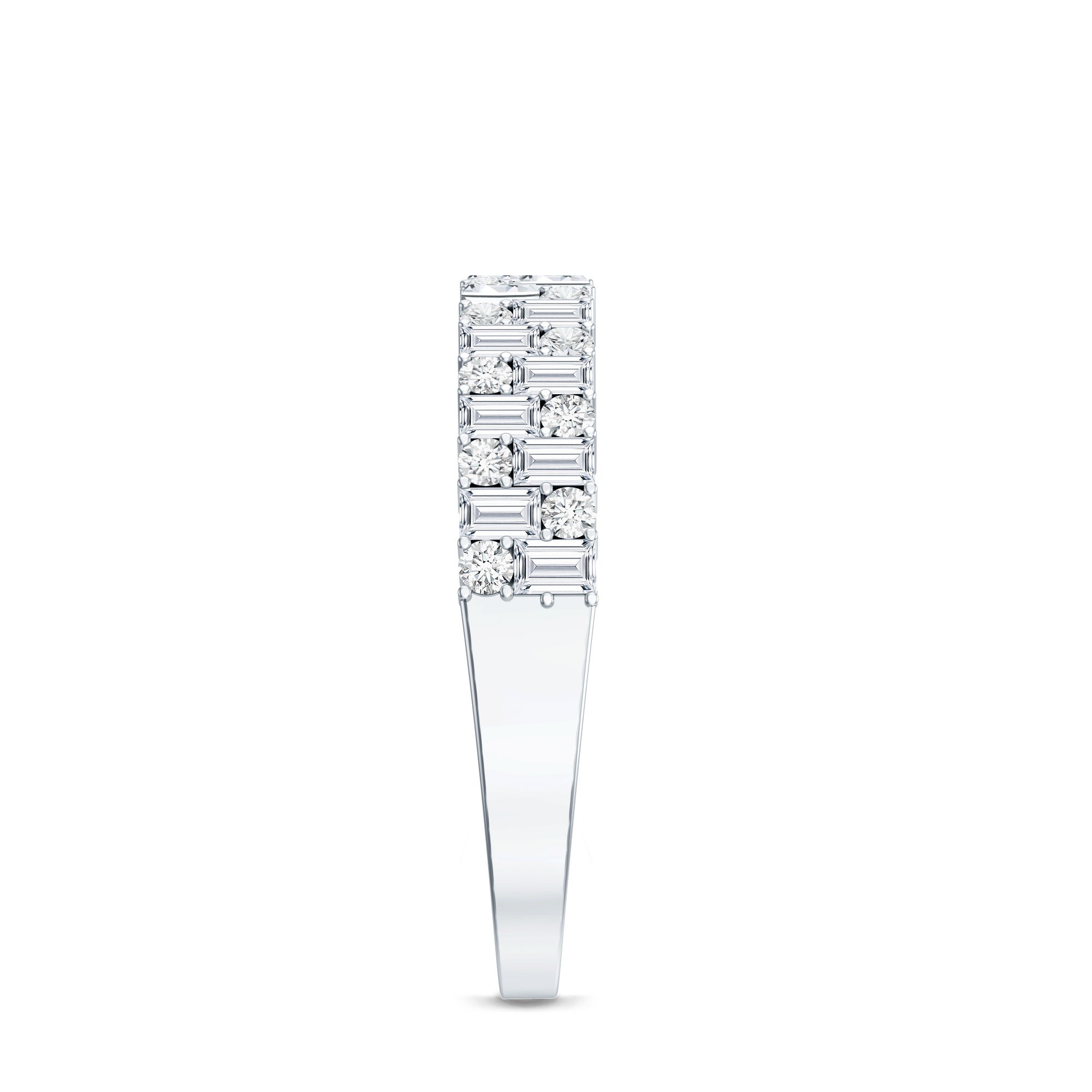 Baguette and Round Certified Moissanite Half Eternity Band Ring D-VS1 - Rosec Jewels
