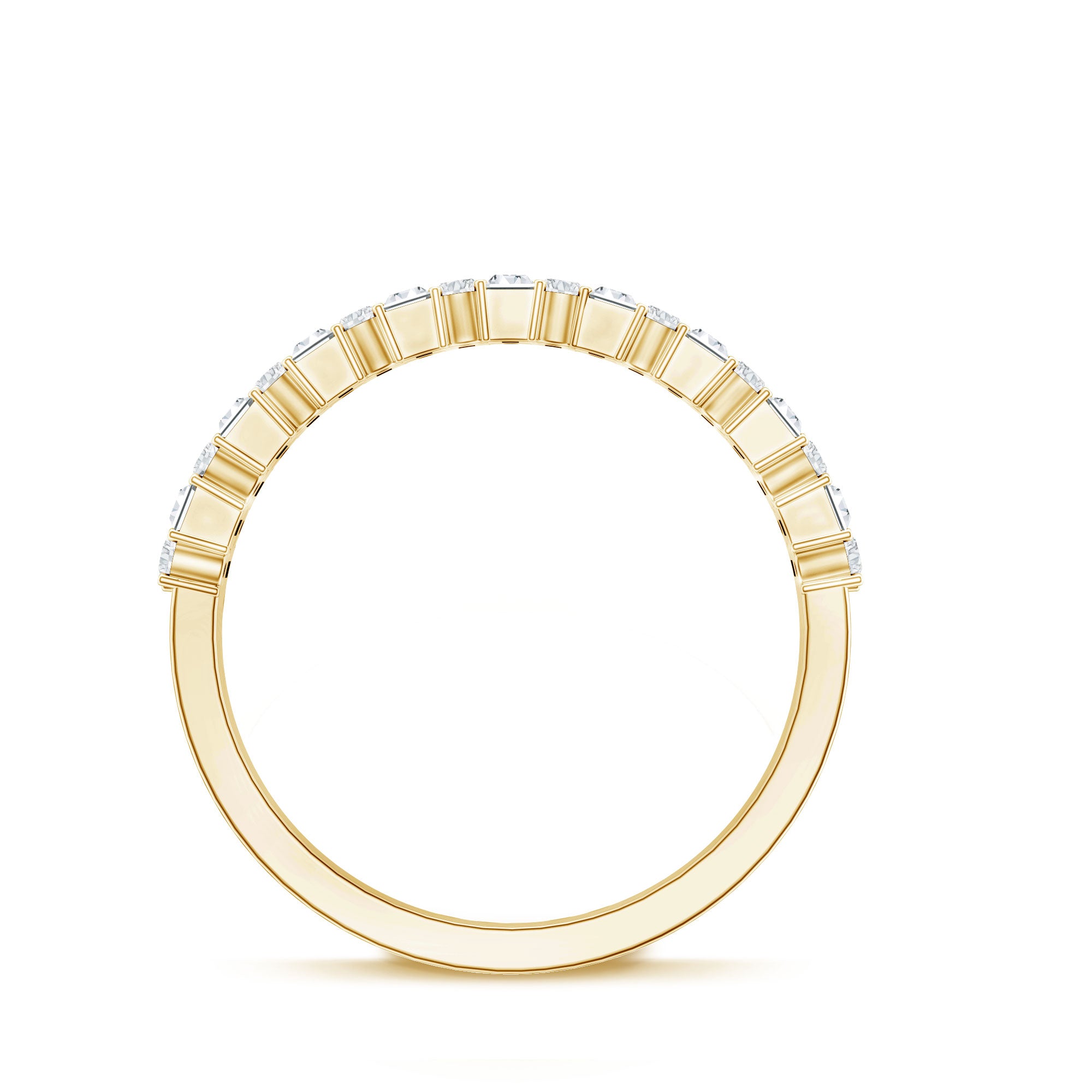 Baguette and Round Certified Moissanite Half Eternity Band Ring D-VS1 - Rosec Jewels