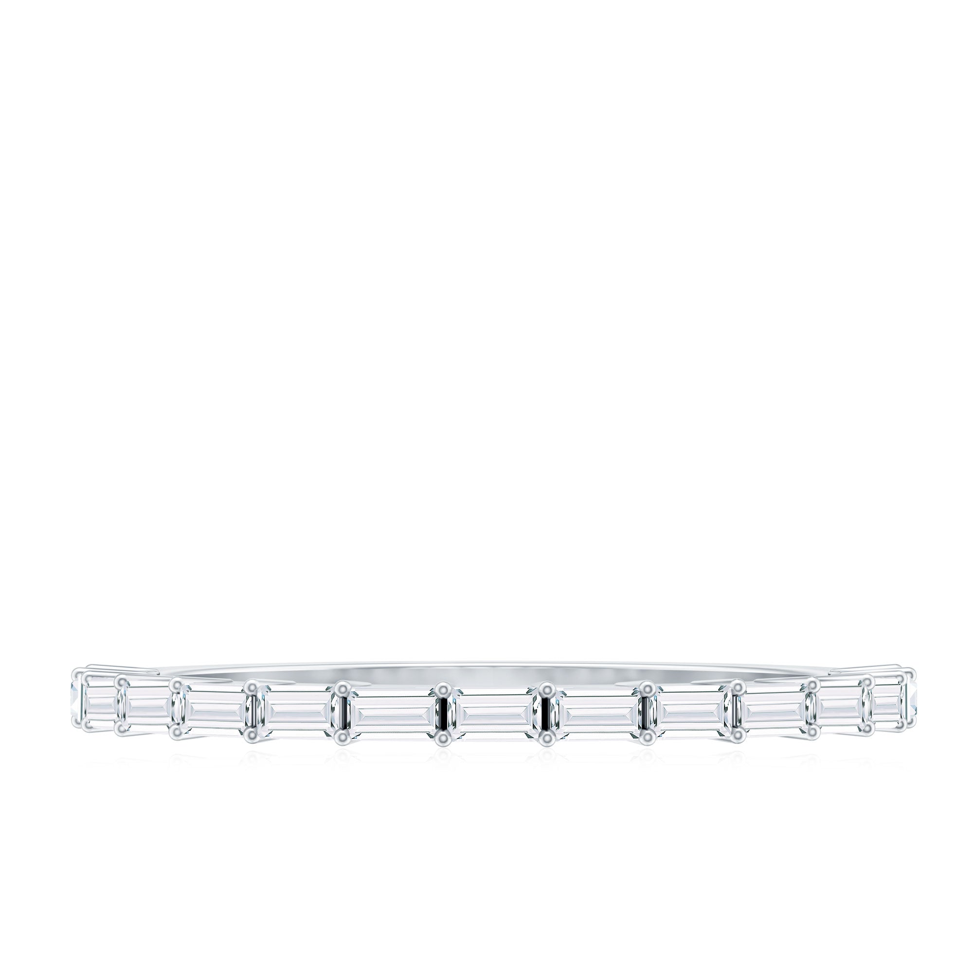 Rosec Jewels-Baguette Cut Diamond Stackable Ring in Shared Prong Setting