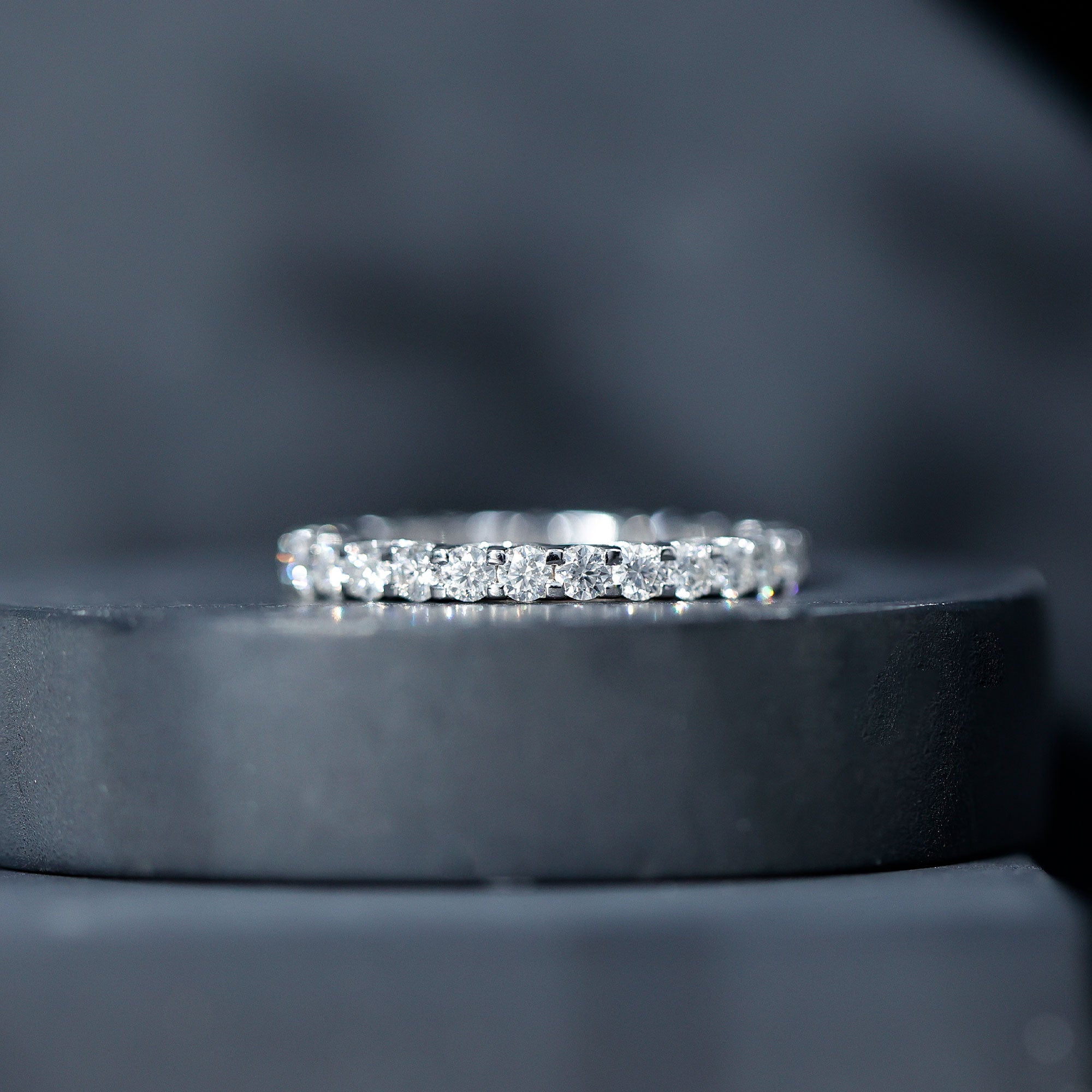 Certified Trellis Set Cubic Zirconia Eternity Wedding Band Ring AAAA - Rosec Jewels