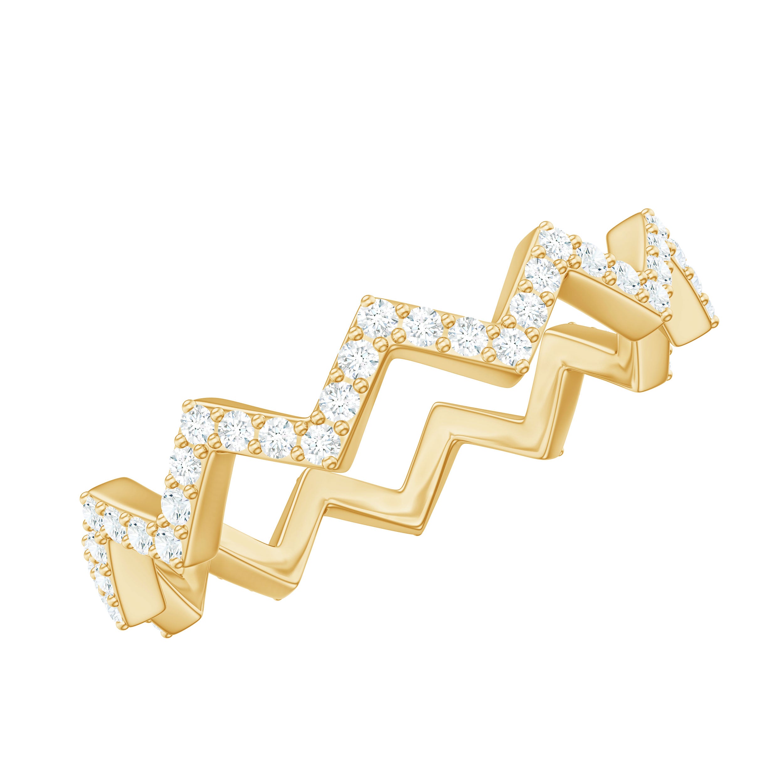 Minimal Diamond Zig Zag Eternity Band Ring Natural - ( HI-SI ) - Rosec Jewels