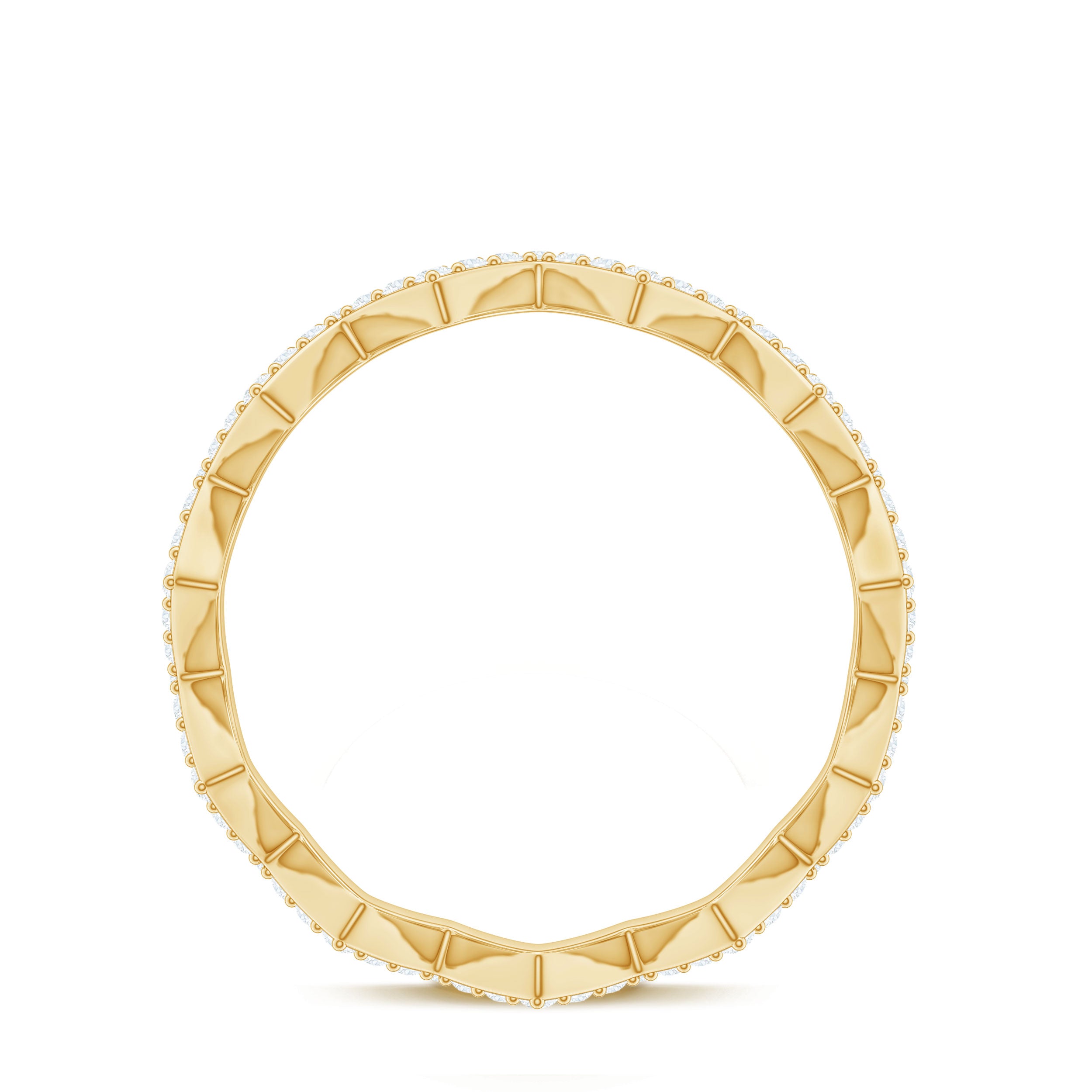 Minimal Diamond Zig Zag Eternity Band Ring Natural - ( HI-SI ) - Rosec Jewels