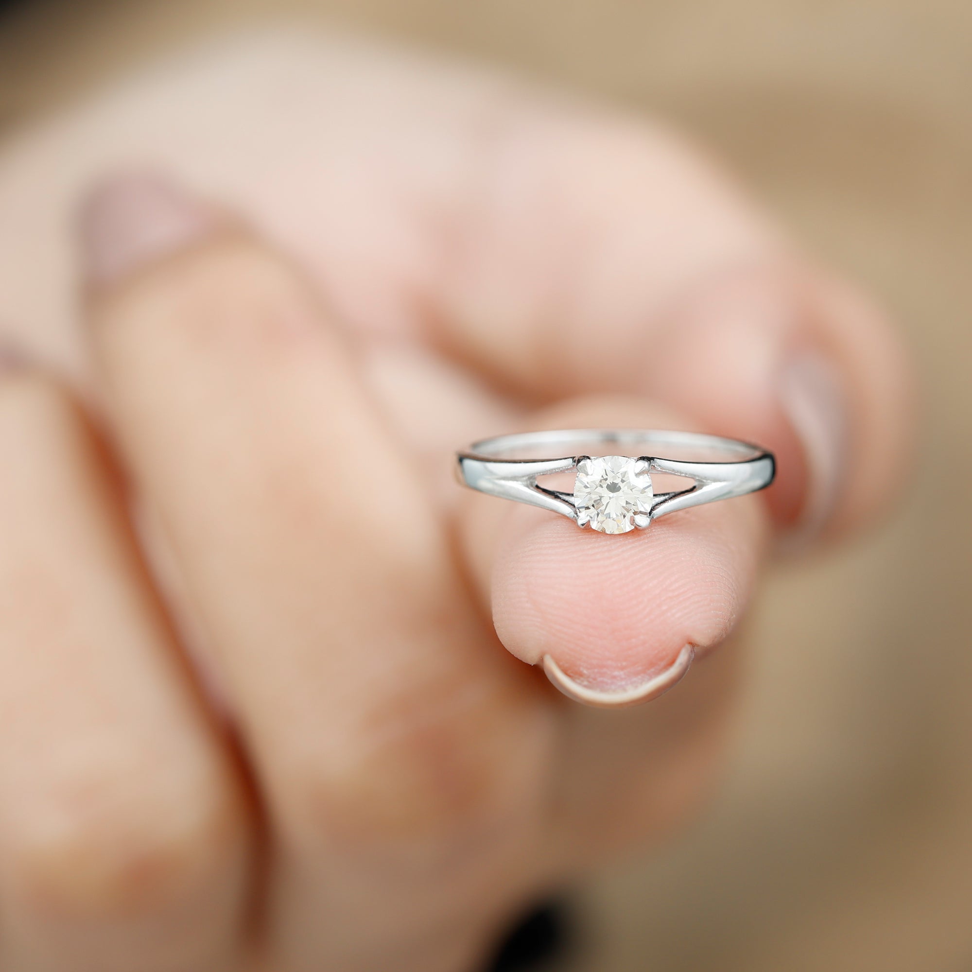 Certified Diamond Solitaire Ring in Claw Setting Natural - ( HI-SI ) - Rosec Jewels
