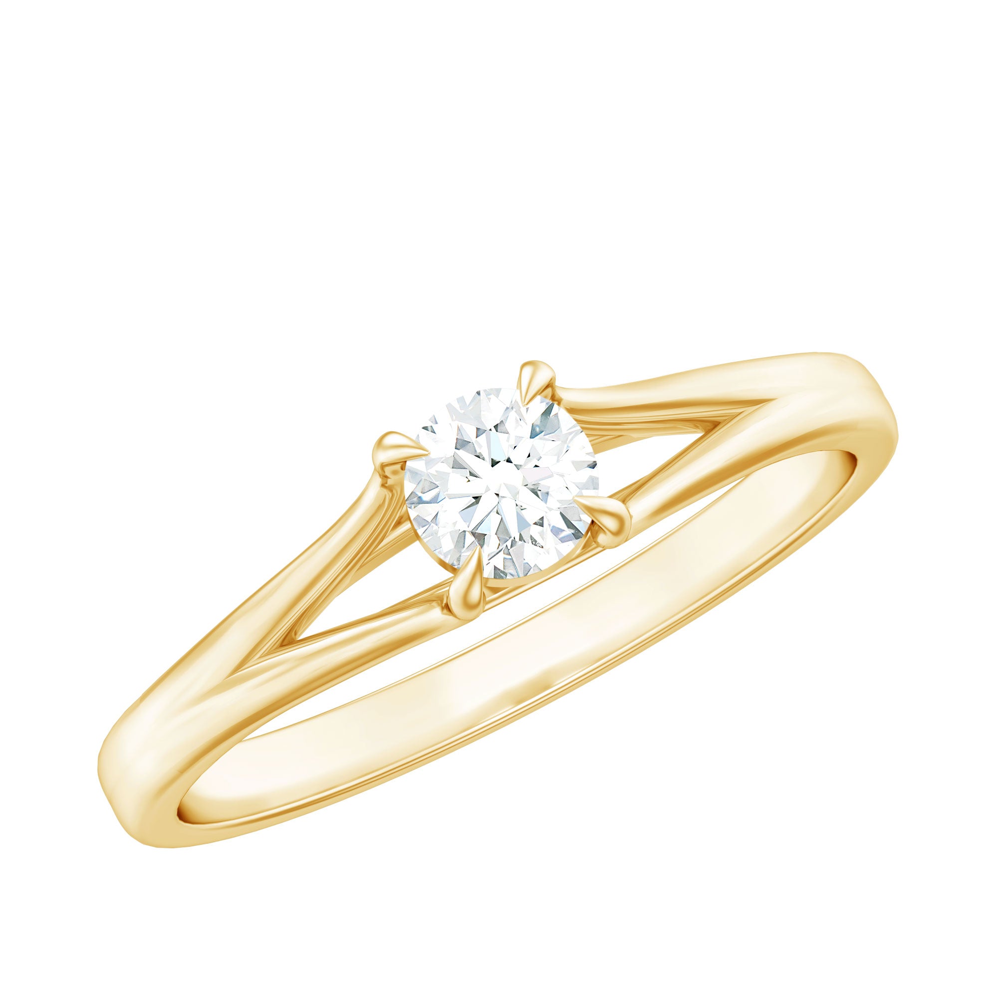 Certified Diamond Solitaire Ring in Claw Setting Natural - ( HI-SI ) - Rosec Jewels