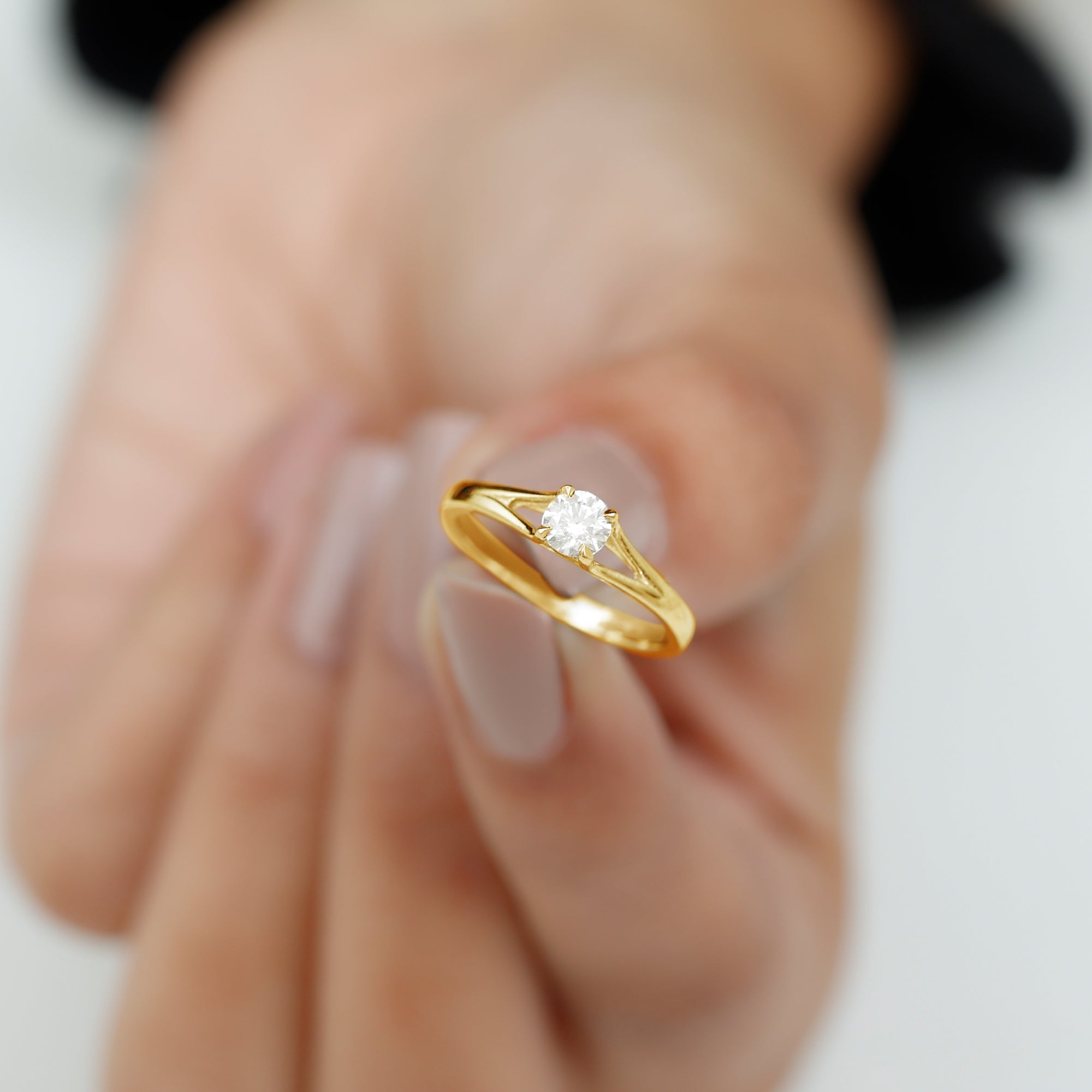 Certified Diamond Solitaire Ring in Claw Setting Natural - ( HI-SI ) - Rosec Jewels