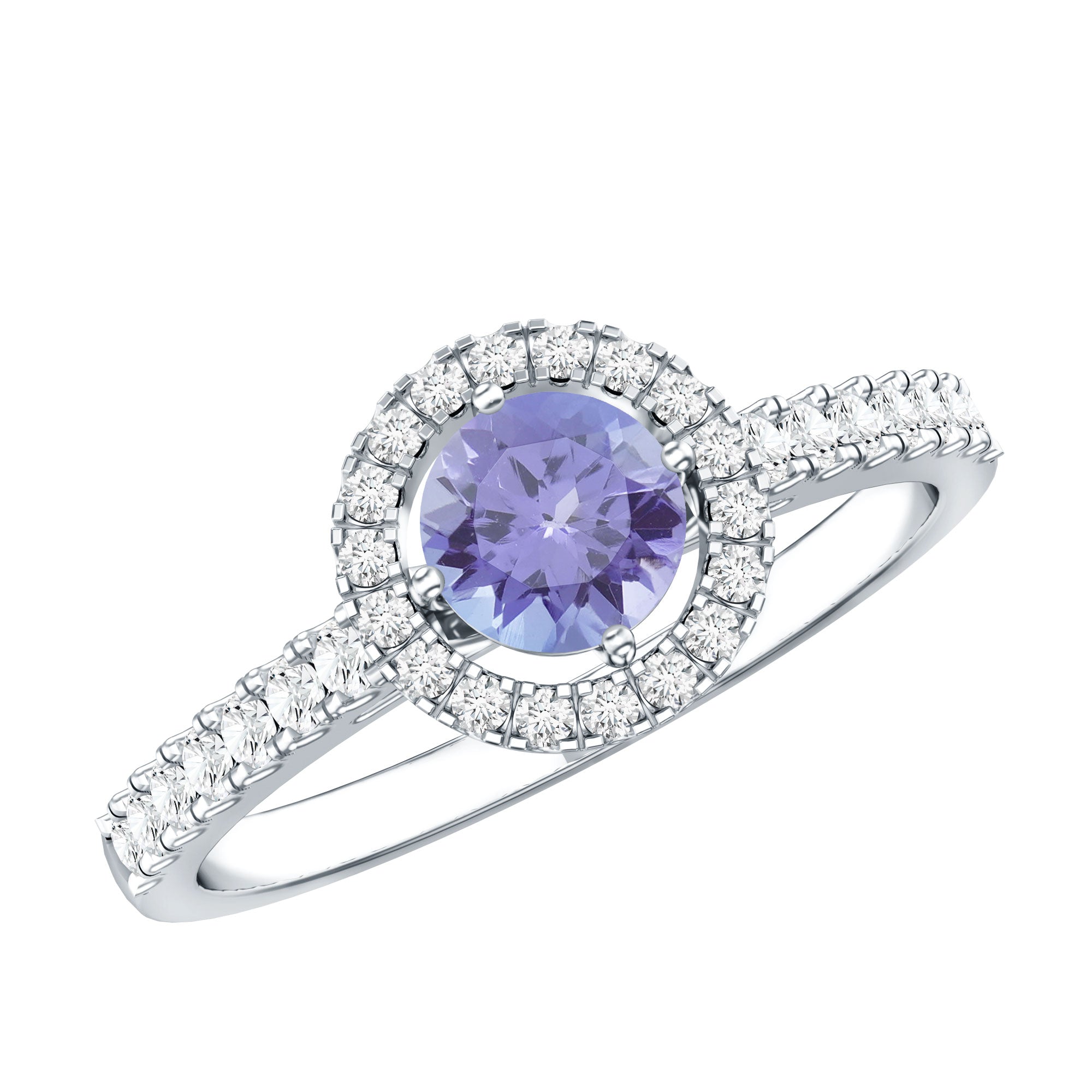 Natural Tanzanite and Diamond Promise Ring for Engagement AAA - Rosec Jewels