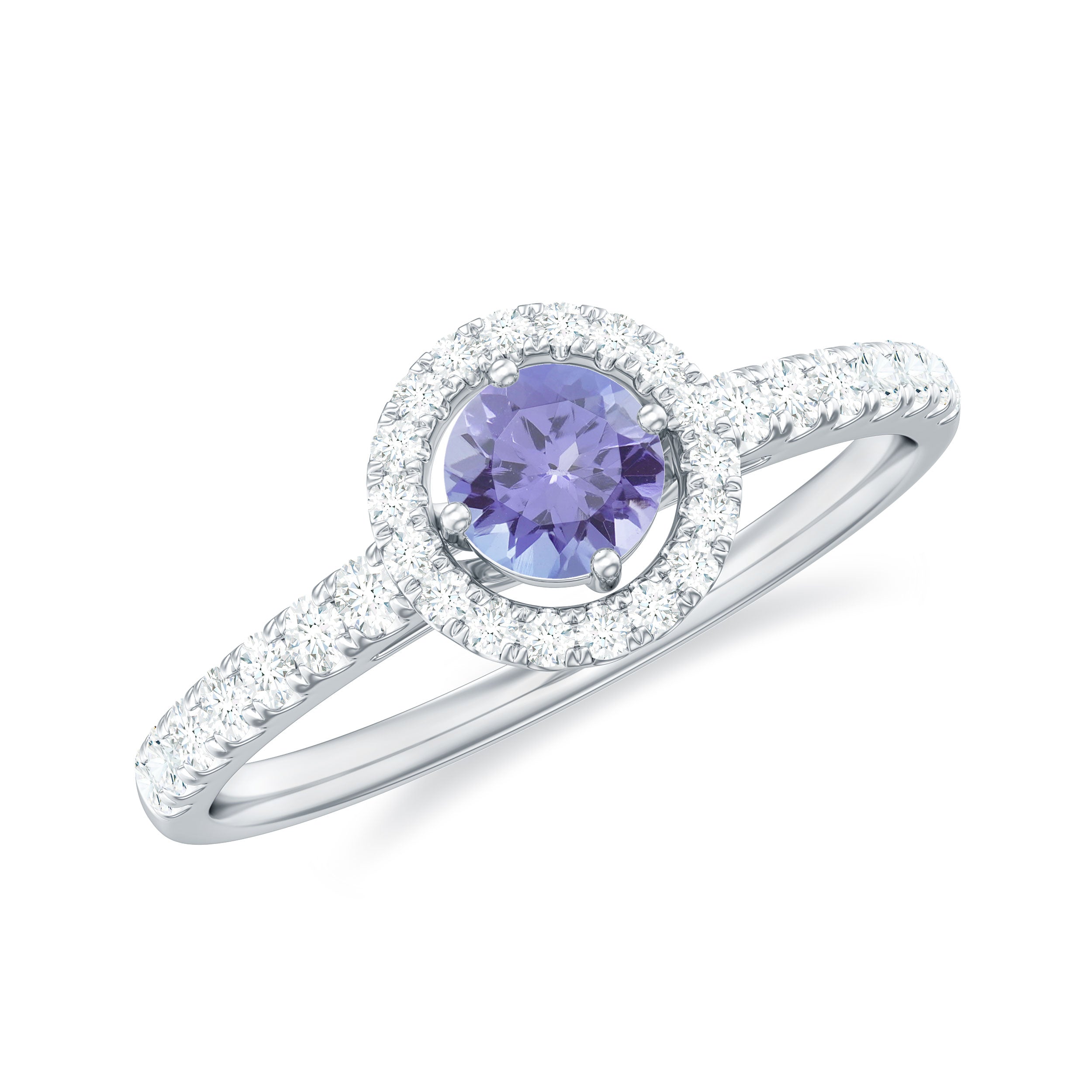 Rosec Jewels-Natural Tanzanite and Diamond Promise Ring for Engagement