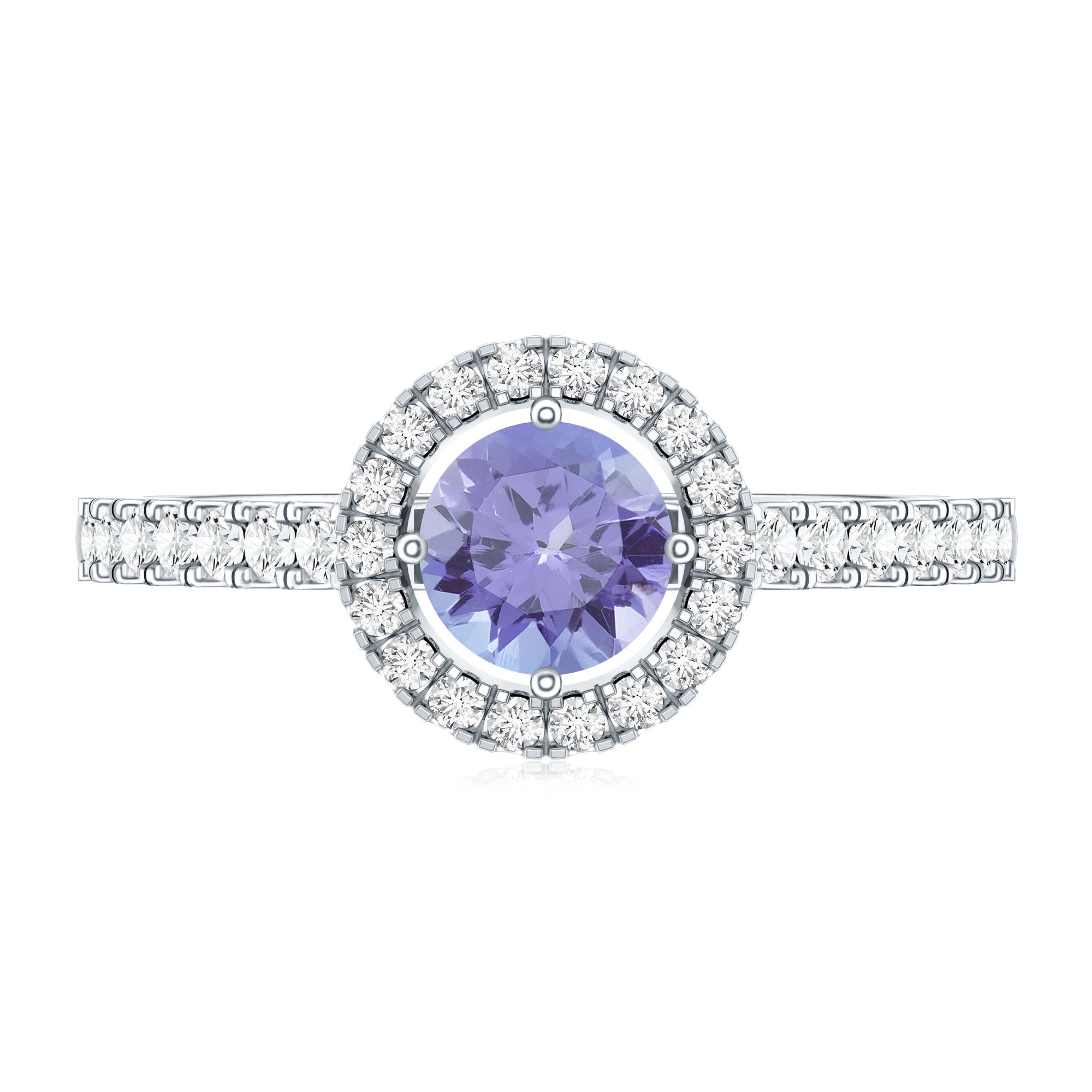 Natural Tanzanite and Diamond Promise Ring for Engagement AAA - Rosec Jewels