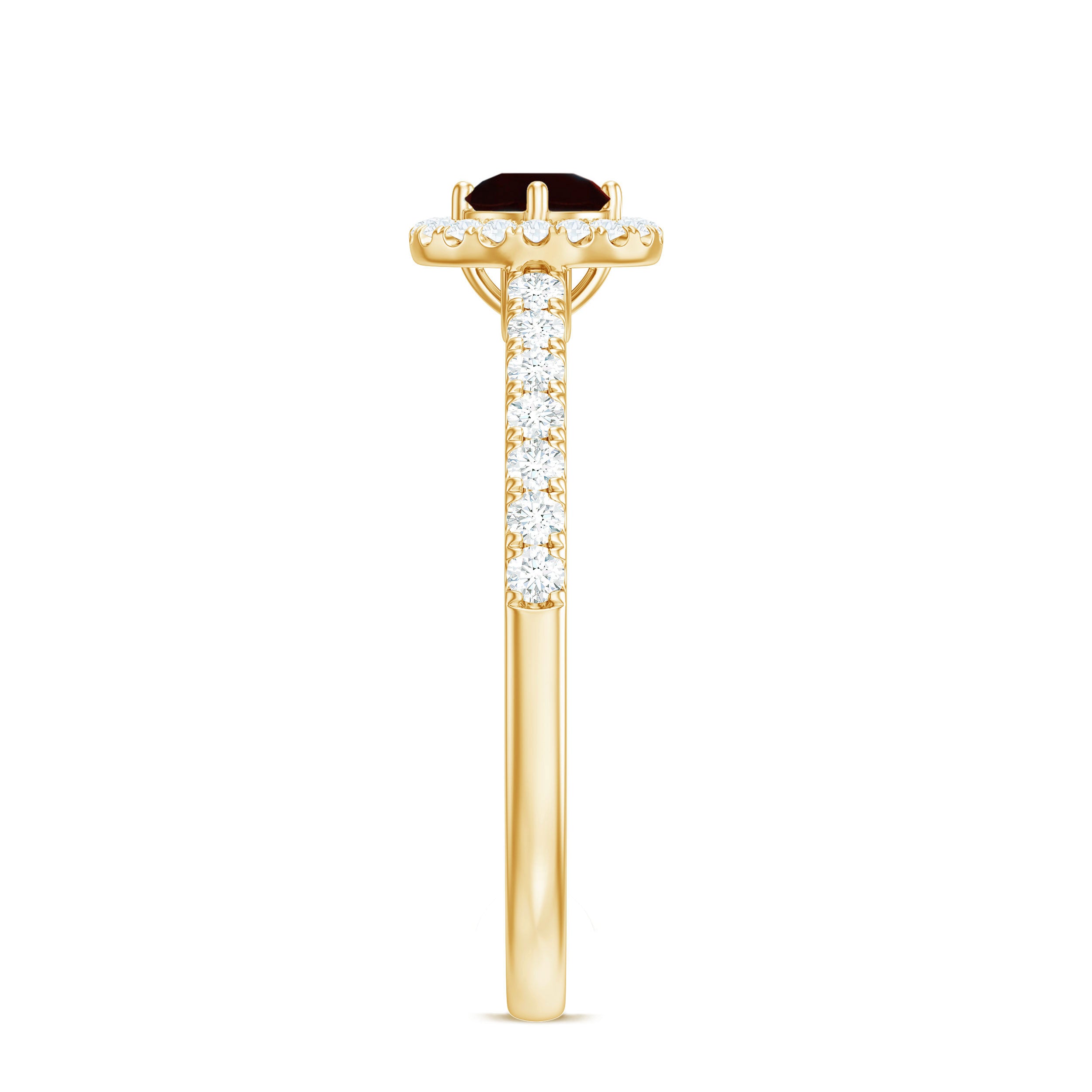 Garnet Minimal Engagement Ring with Diamond Halo AAA - Rosec Jewels
