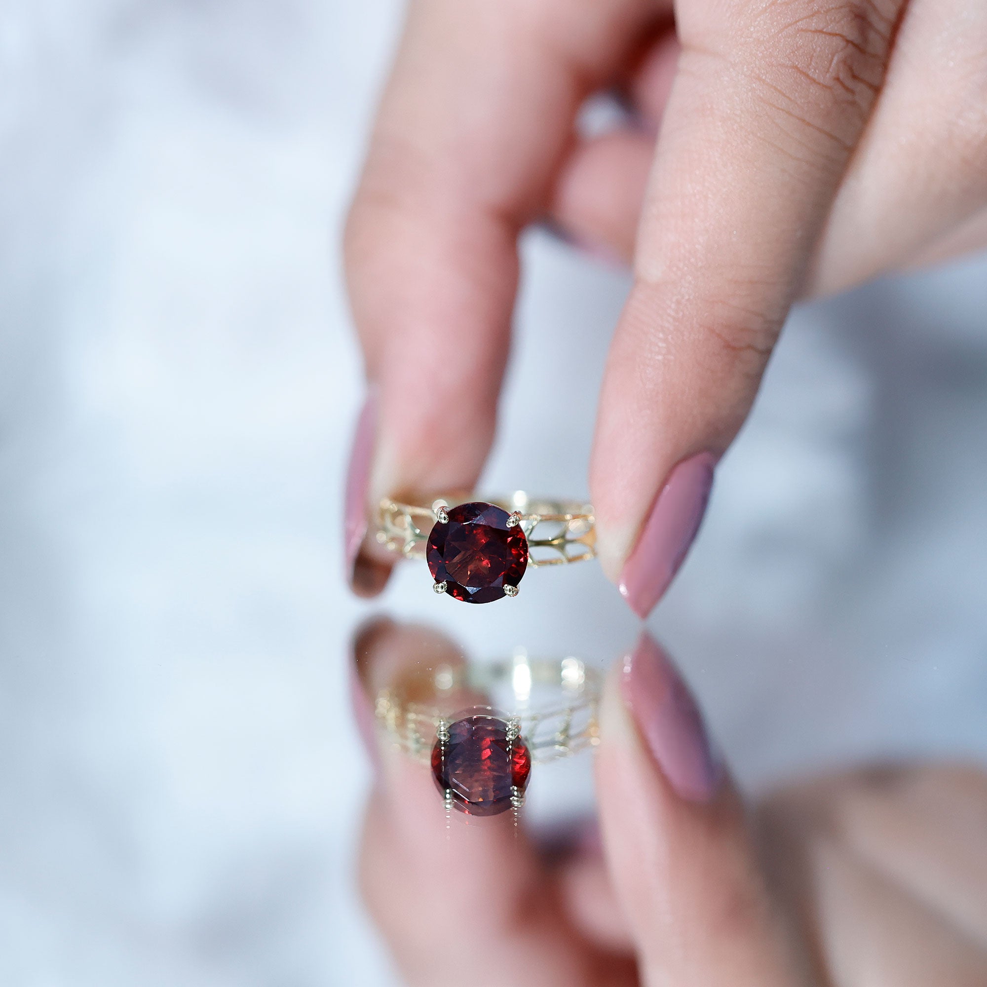 2.3 Carat Natural Garnet Filigree Engagement Ring with Certificate AAA - Rosec Jewels