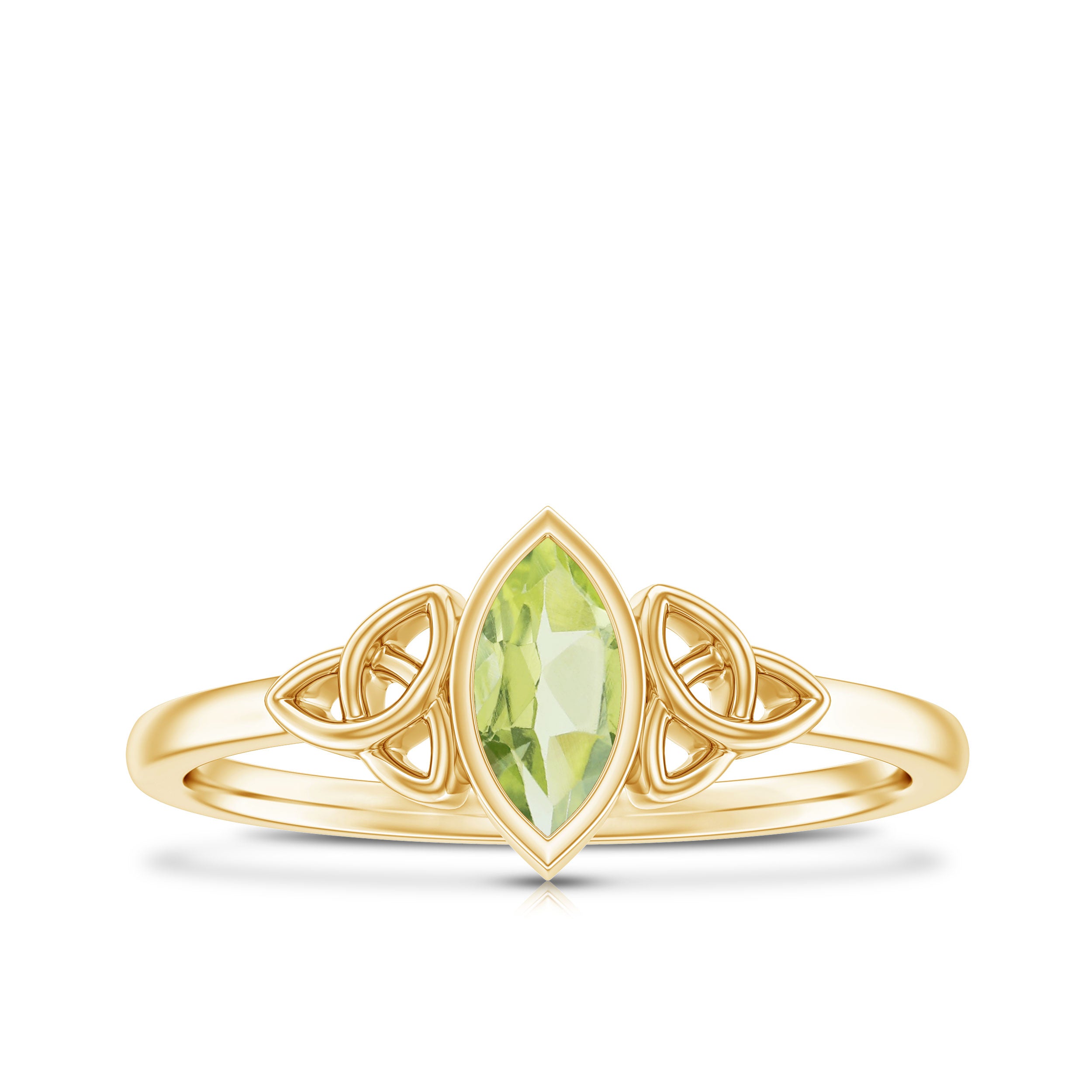 Natural 0.7 Carat Marquise Peridot Promise Ring with Celtic Knot AAA - Rosec Jewels