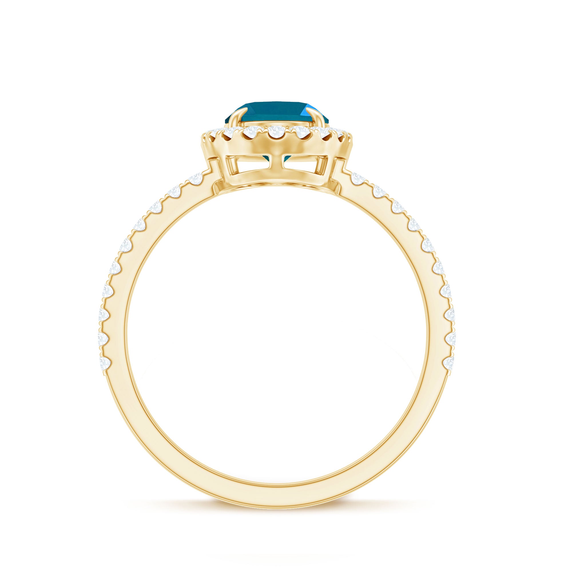 Oval 6X8MM London Blue Topaz Halo Engagement Ring AAA - Rosec Jewels